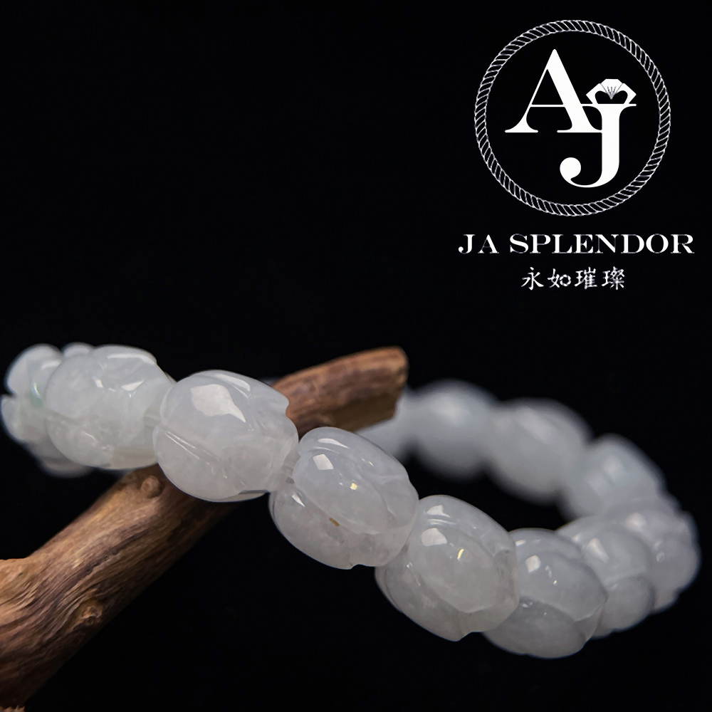 JB-255- 冰白清心定神/年年有餘蓮花手串