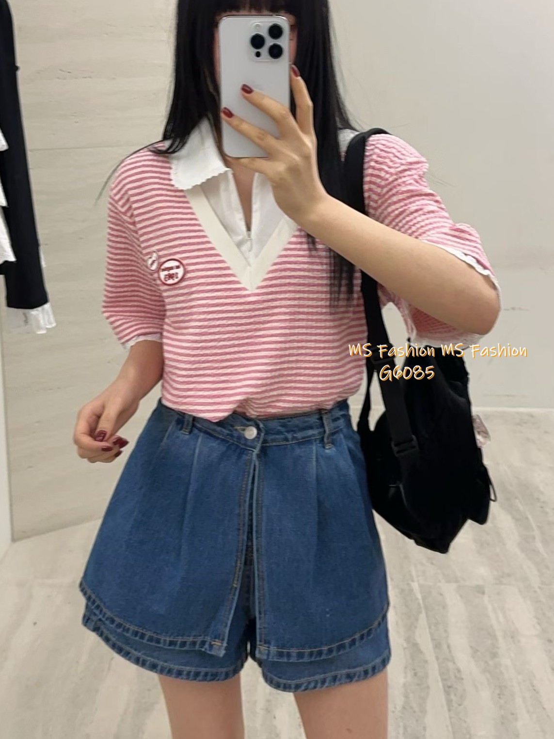 G6085 韓國🇰🇷假兩件橫間top