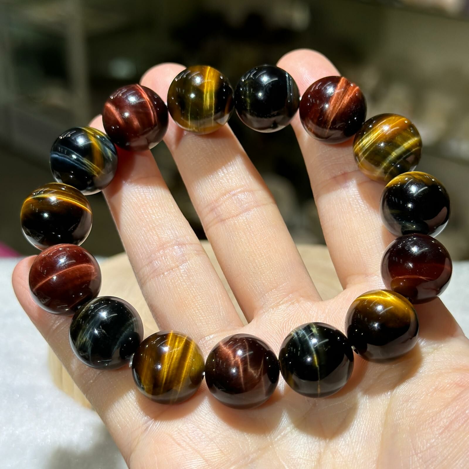 大m 高品💫三色虎眼手串 14 mm +/-