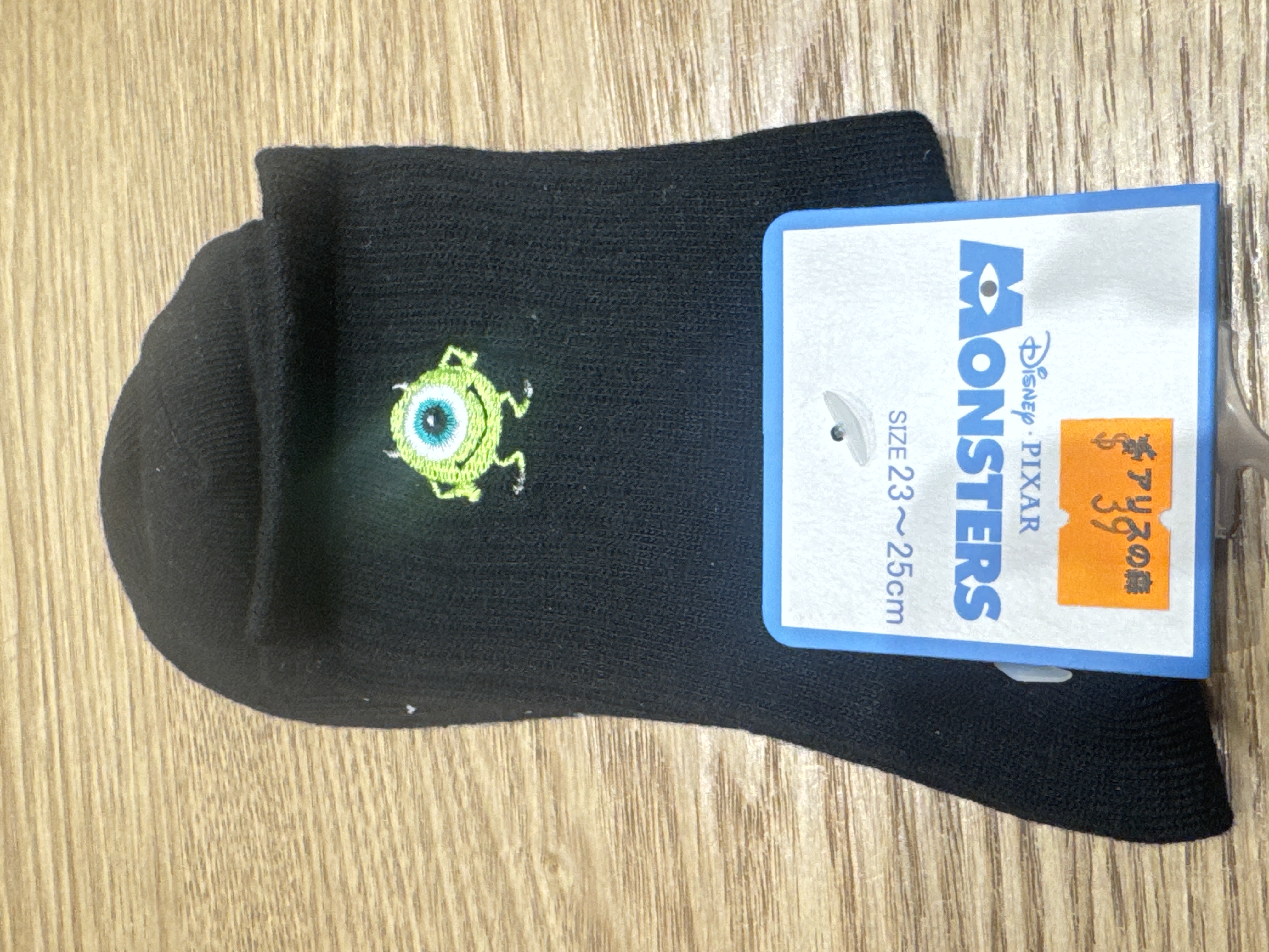 Disney系列刺繡襪-大眼仔（黑）