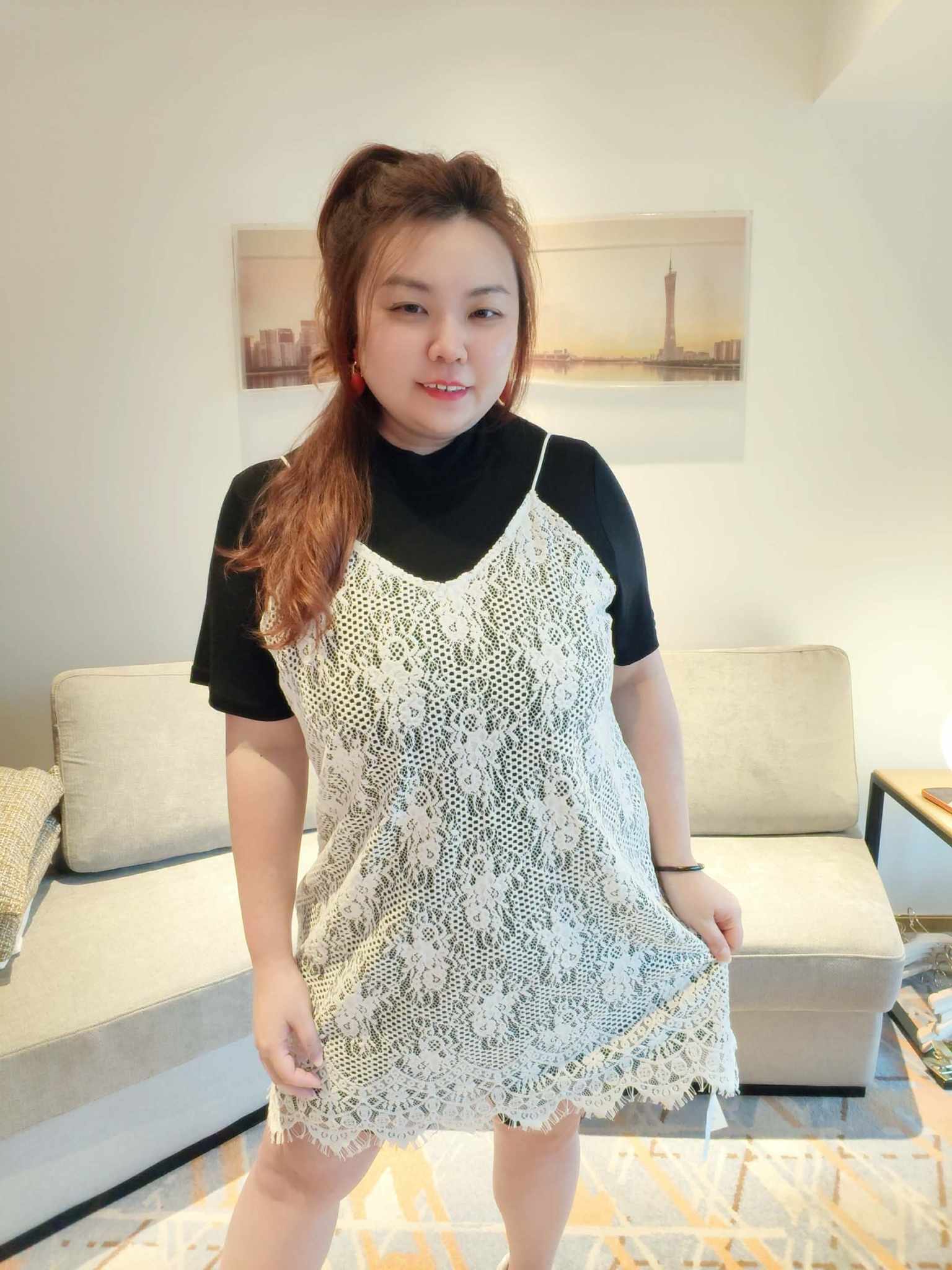 YCH06 5866 蕾丝镂空吊带套装