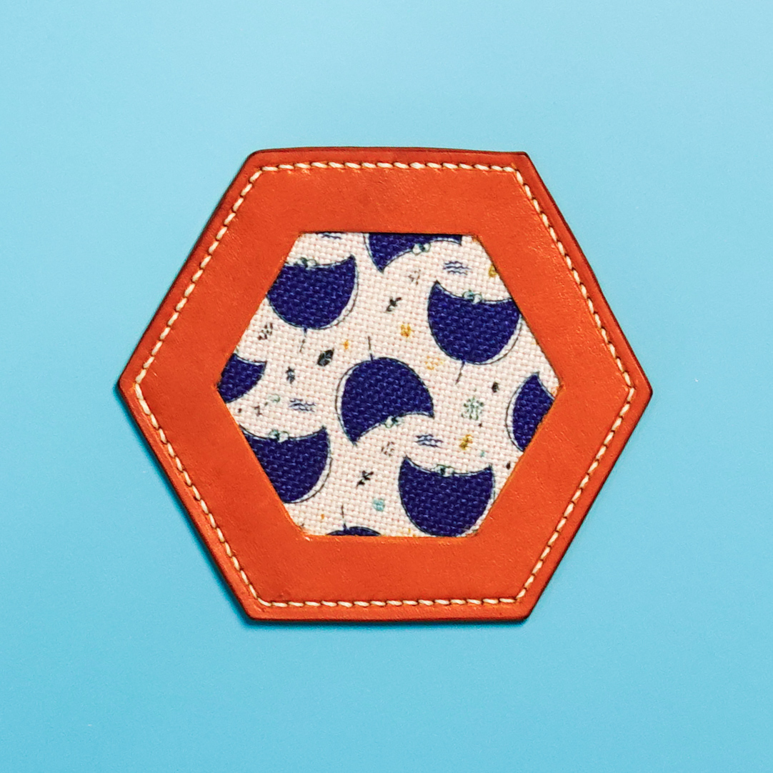 【魔鬼魚系列】魔鬼魚拼花布藝皮杯墊 ((MC-MR11)