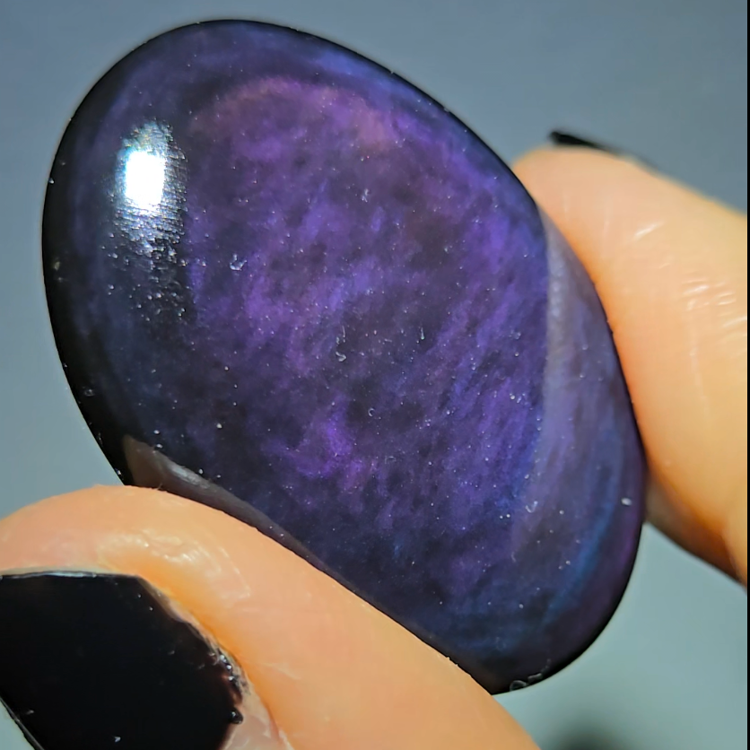 Velvet obsidian cabochon in blue and purple - OB18