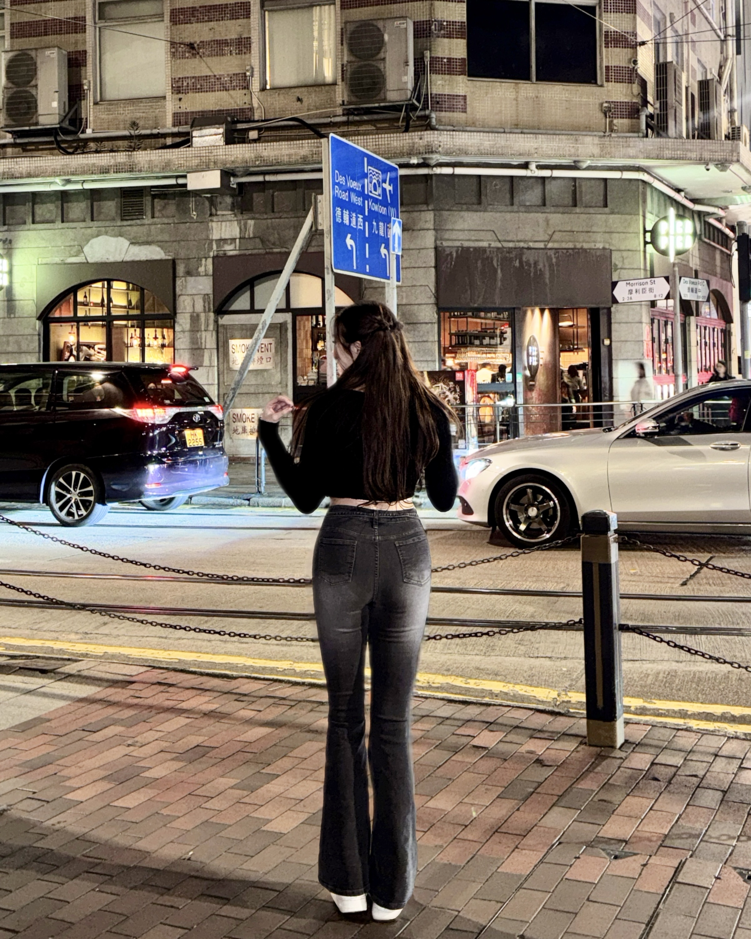 【 新品追加💿 | -5kg顯瘦度🩶超加分洗水雲染～連BELT點綴！高腰提臀喇叭褲୨⚑゛】 Ash Black High-waisted Boots Cut Pants