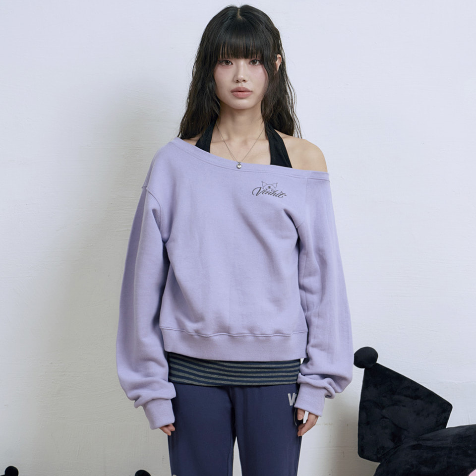 Venhit x Kuromi Off-shoulder Wing Sweatshirt (Purple)