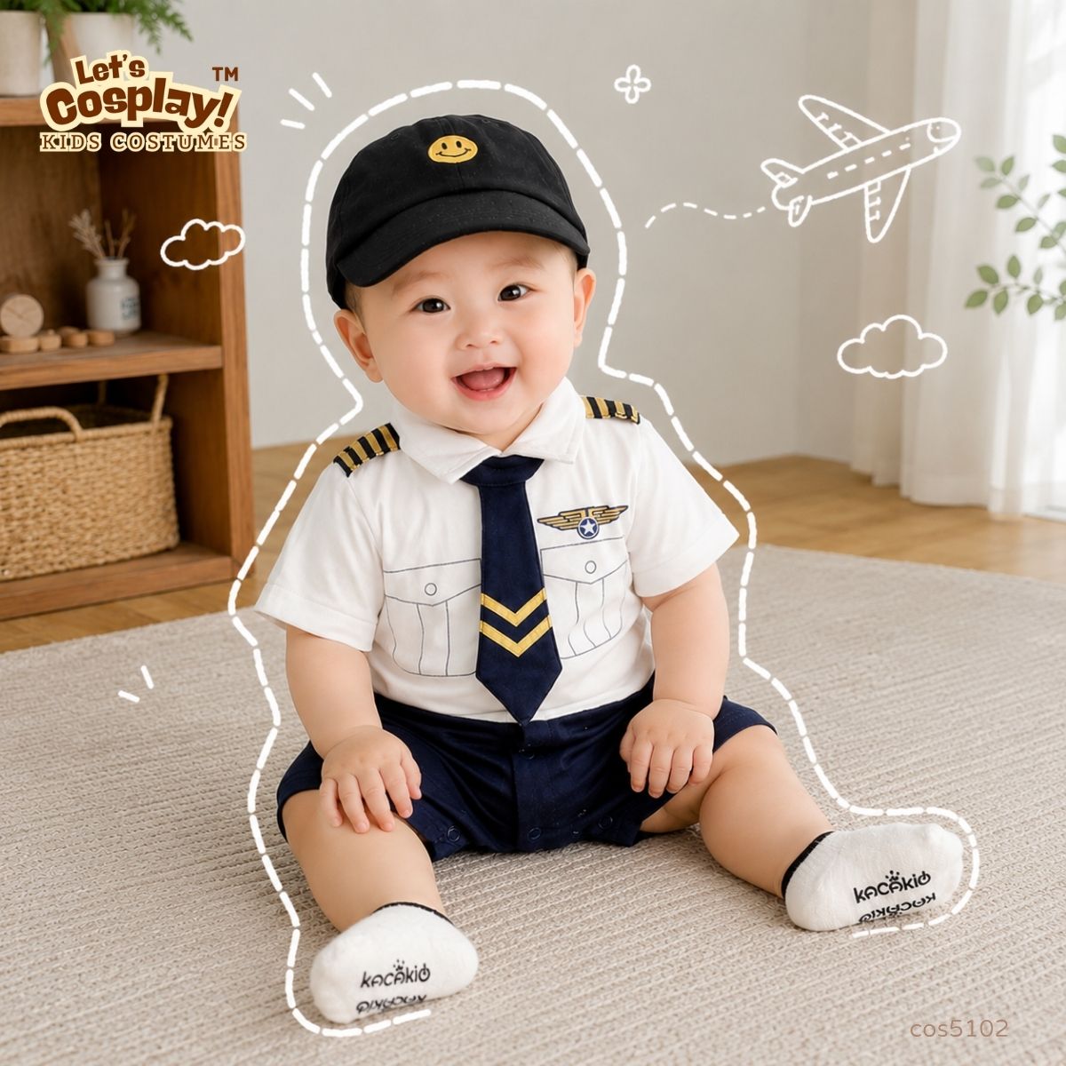BB 飛機師服｜嬰兒百日宴一歲生日拍照服裝｜航空主題派對 Costume 香港現貨 
