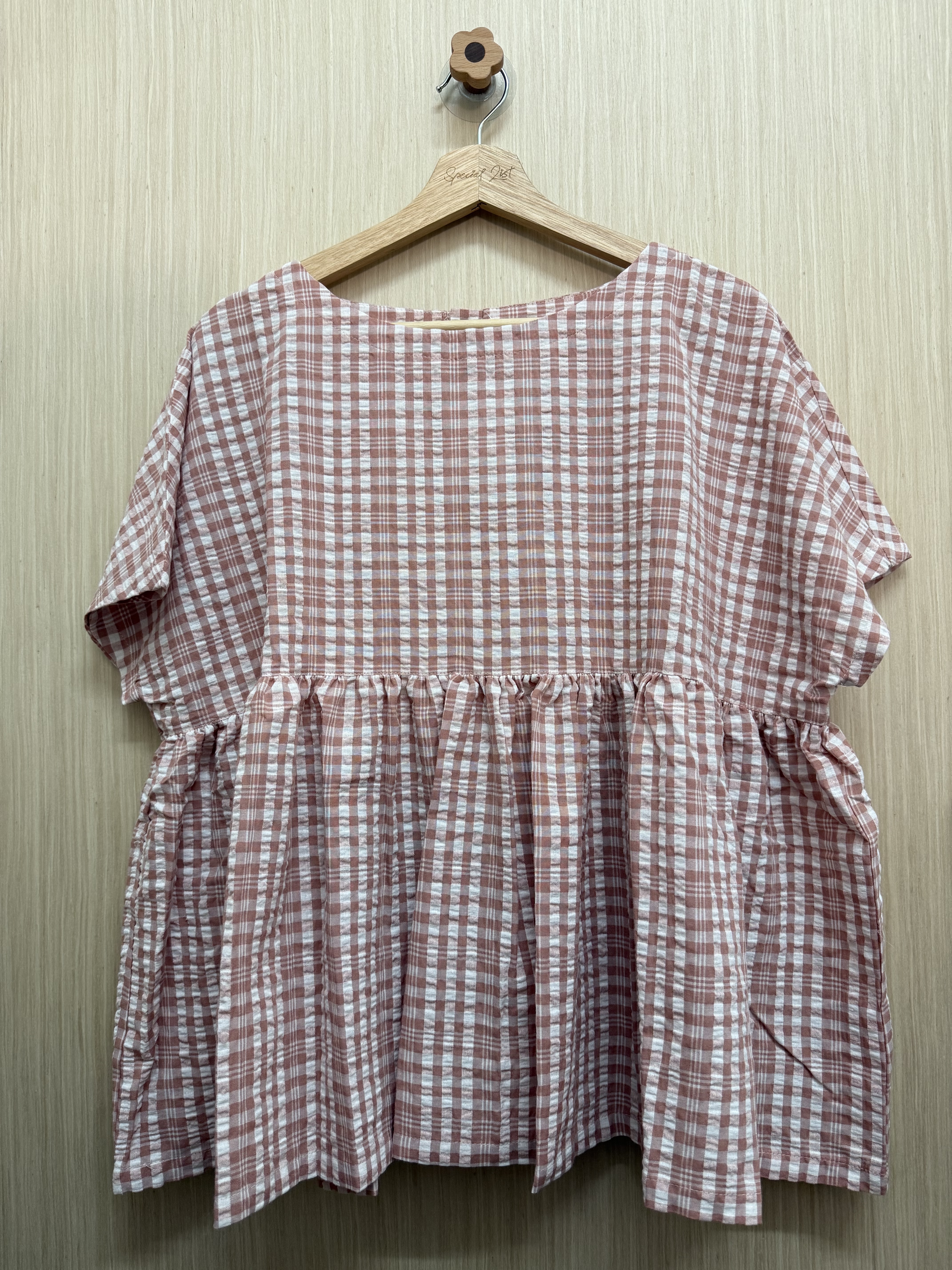 泡泡棉格仔𝐭𝐨𝐩（粉𝐱白）