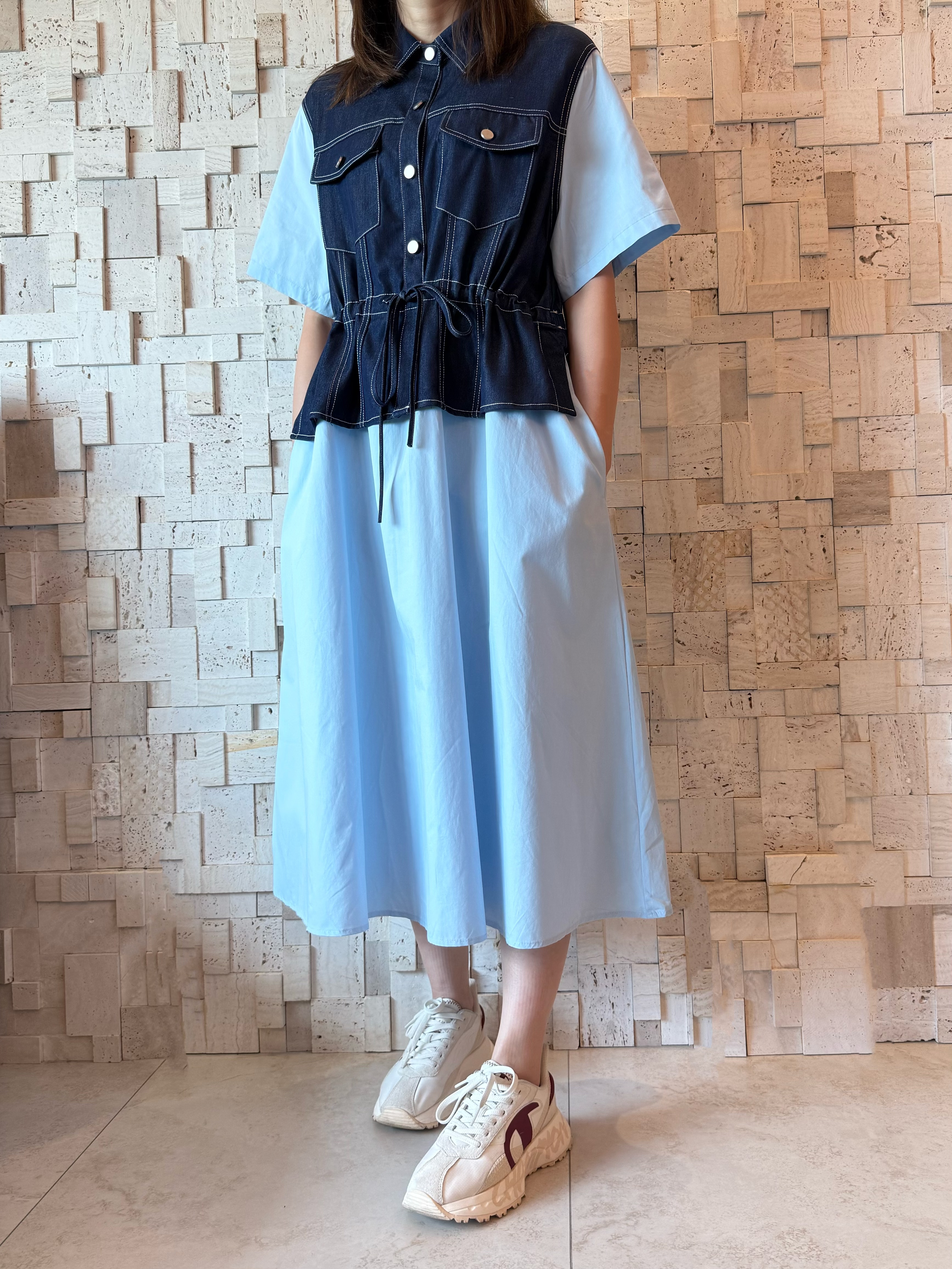 S00363 牛仔拼棉布Op💙