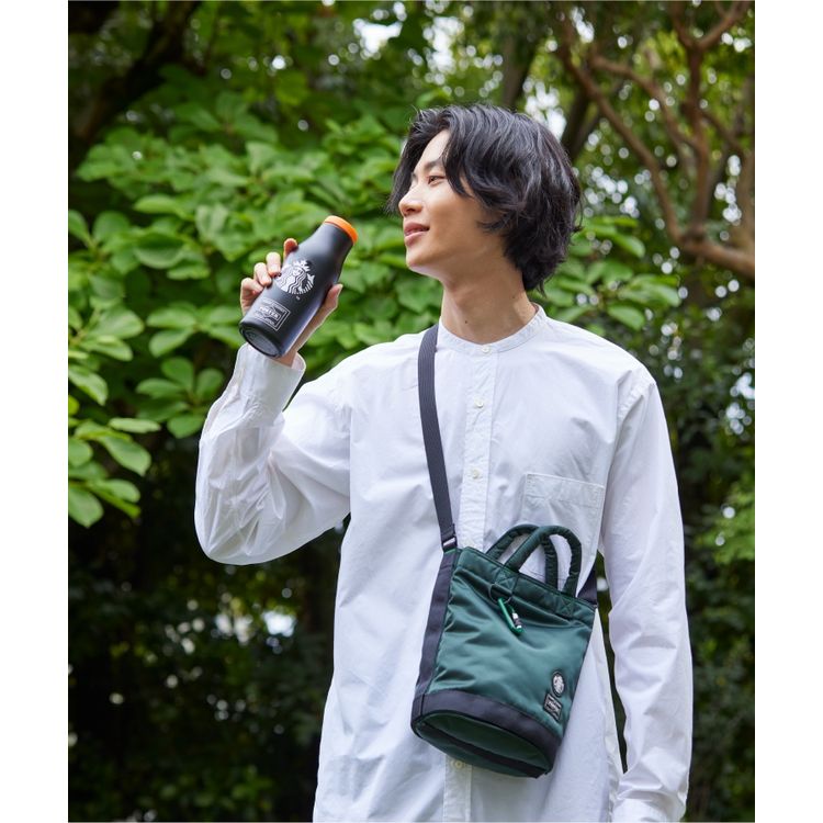 レオパードフラワーブラック PORTER Starbucks Drum Bag L ポーター