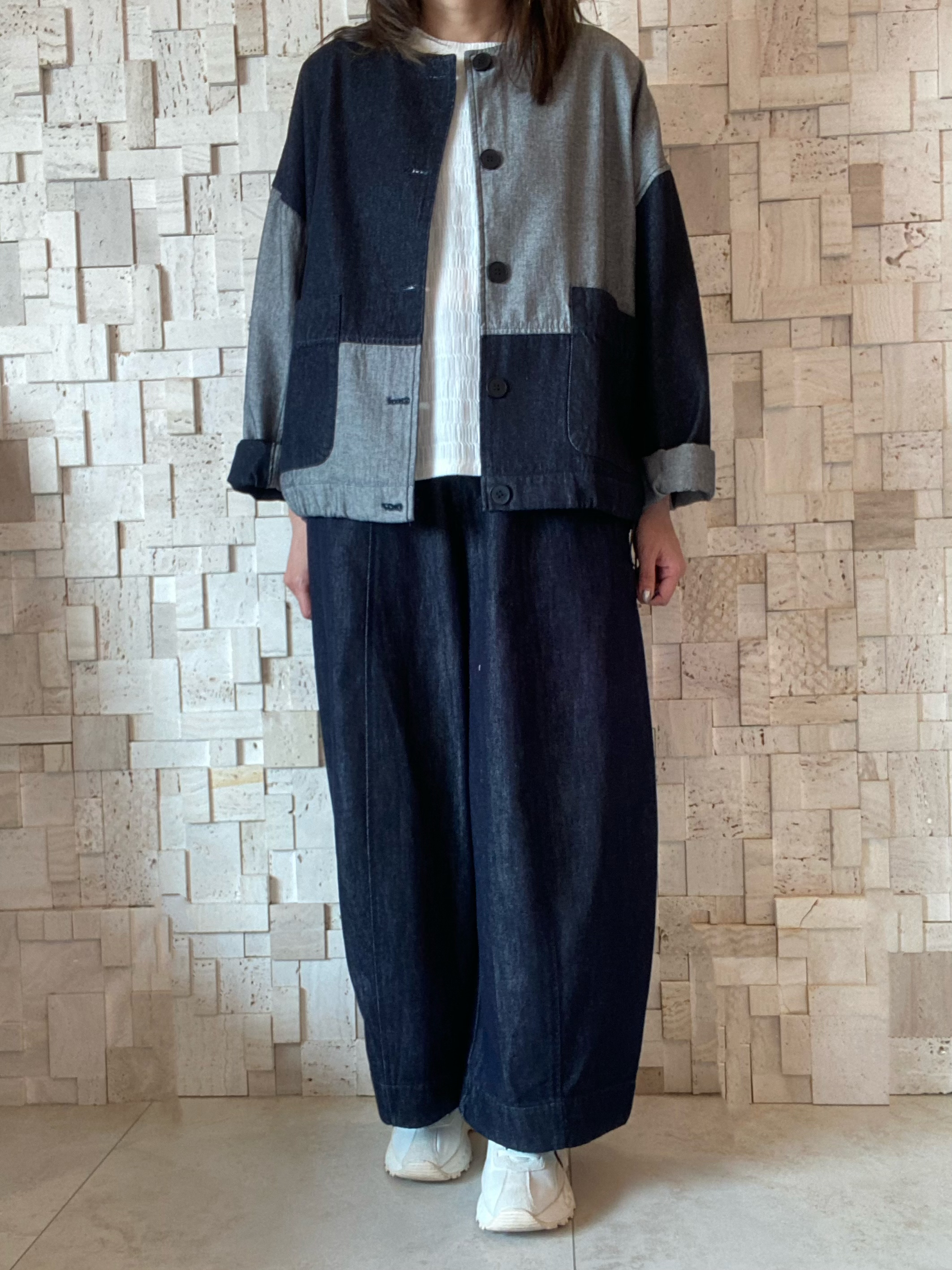 #2074 拼色牛仔褸