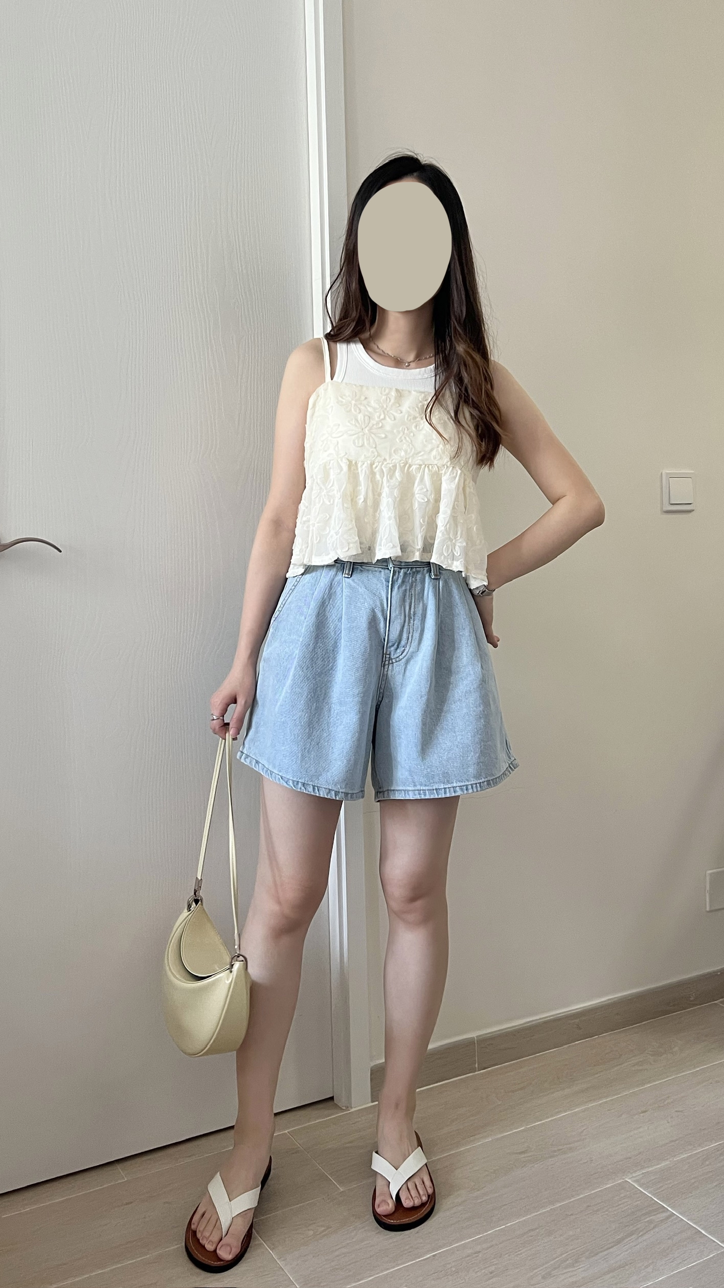 甜價仙氣花花兩穿吊帶背心 杏色