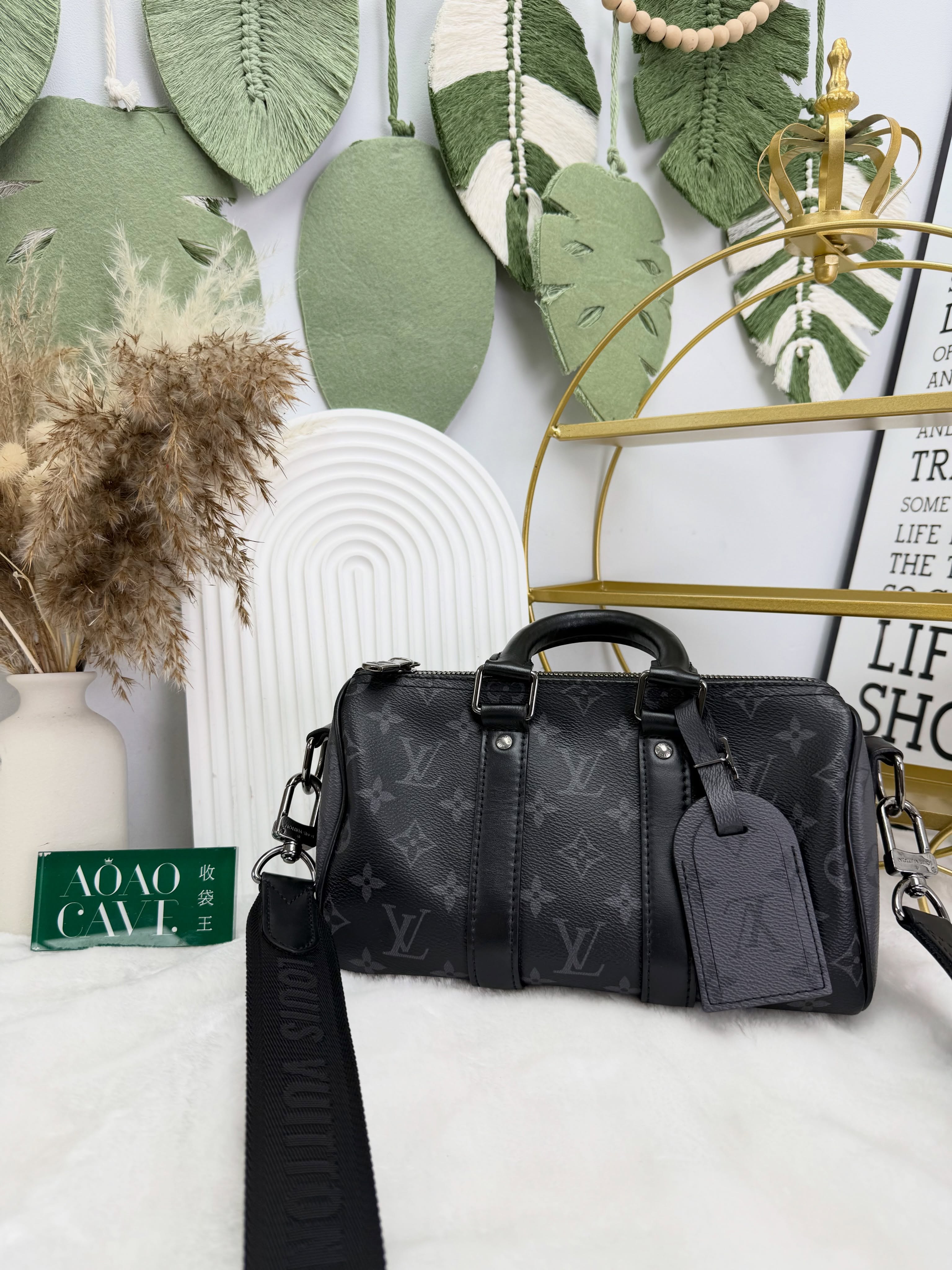 Lv👜 PRE OWNED 🛍️Keepall 25 黑武士老花🖤