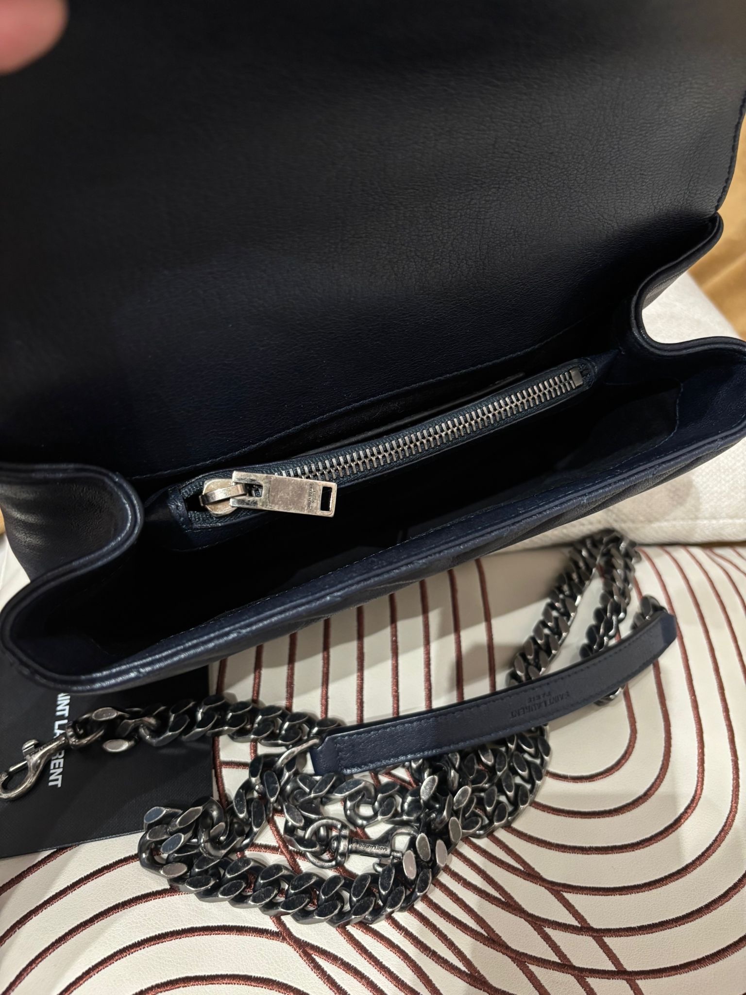 YSL College Small Bag Navy 100%Authentic, 98%New ✅ certificate✅Dust bag