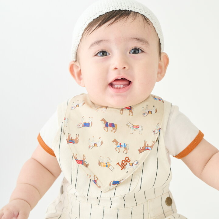 🇯🇵預訂 日本直送🇯🇵Petit Main x Lee三色標誌貼花連圍兜短袖包屁衣套裝