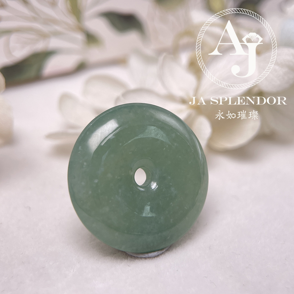 JN-178 天然翡翠A玉 冰種滿綠平安扣