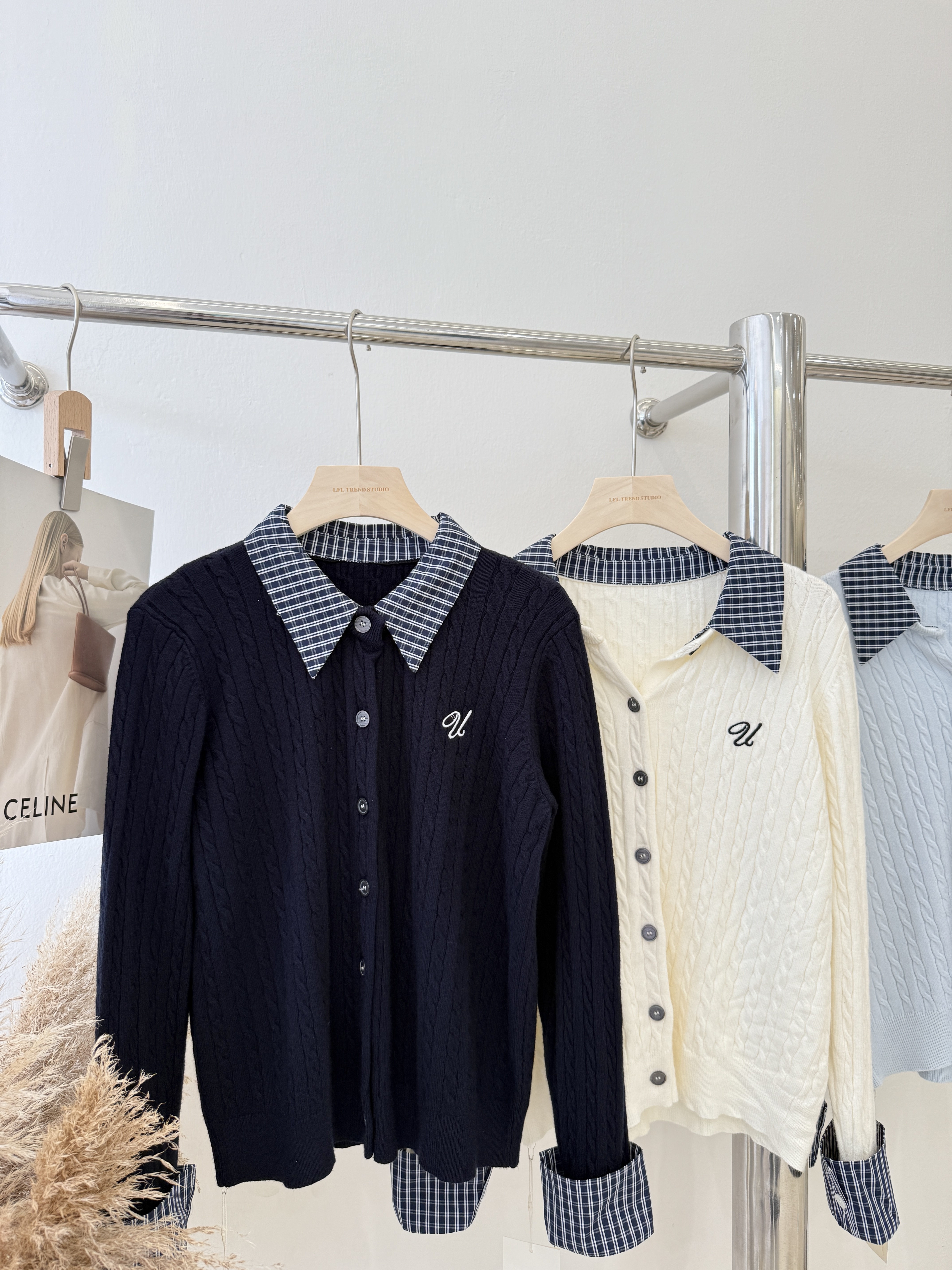 6833 学院风假两件针织衫