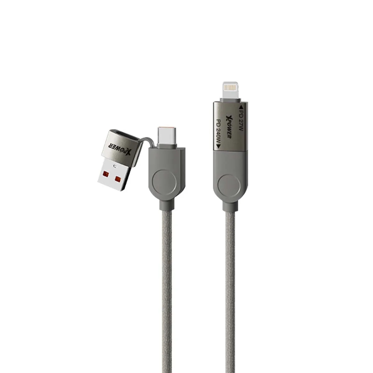 XPower MF240 1.2M 磁吸收納 4合1鋅合金 240W高速傳輸充電線