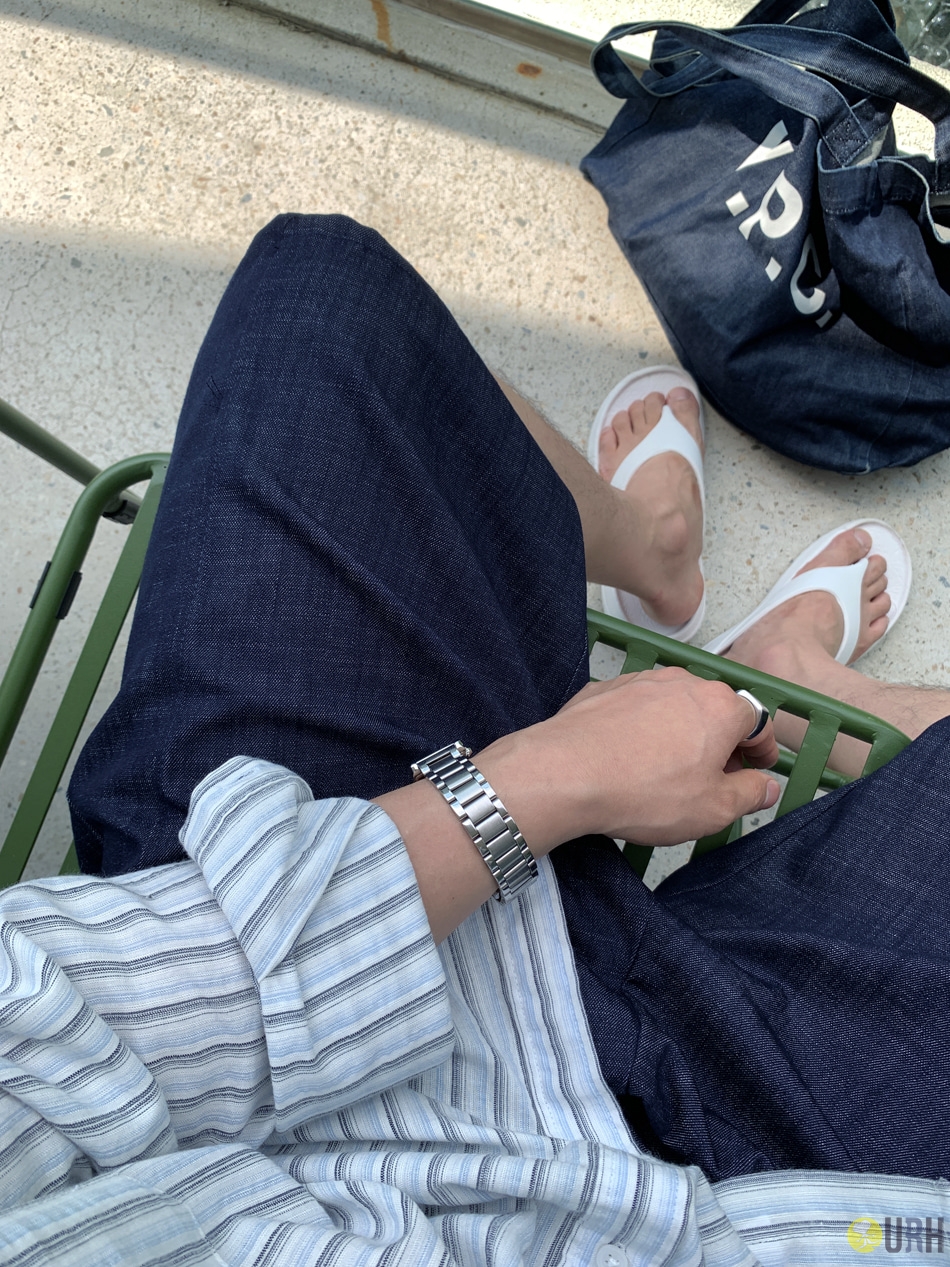 【100%保證韓國直送】Kuiper Natural 輕量仿麻牛仔布質感抽繩全橡筋五分Bermuda短褲 🩳 [4 color] RL115051