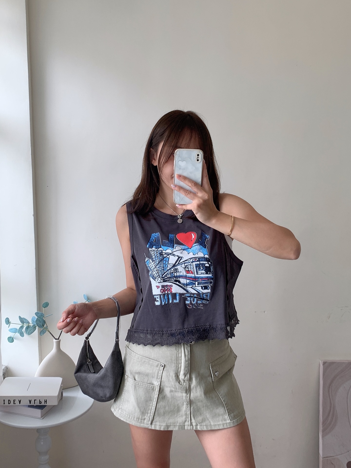 I❤️LA蕾絲邊背心-深灰