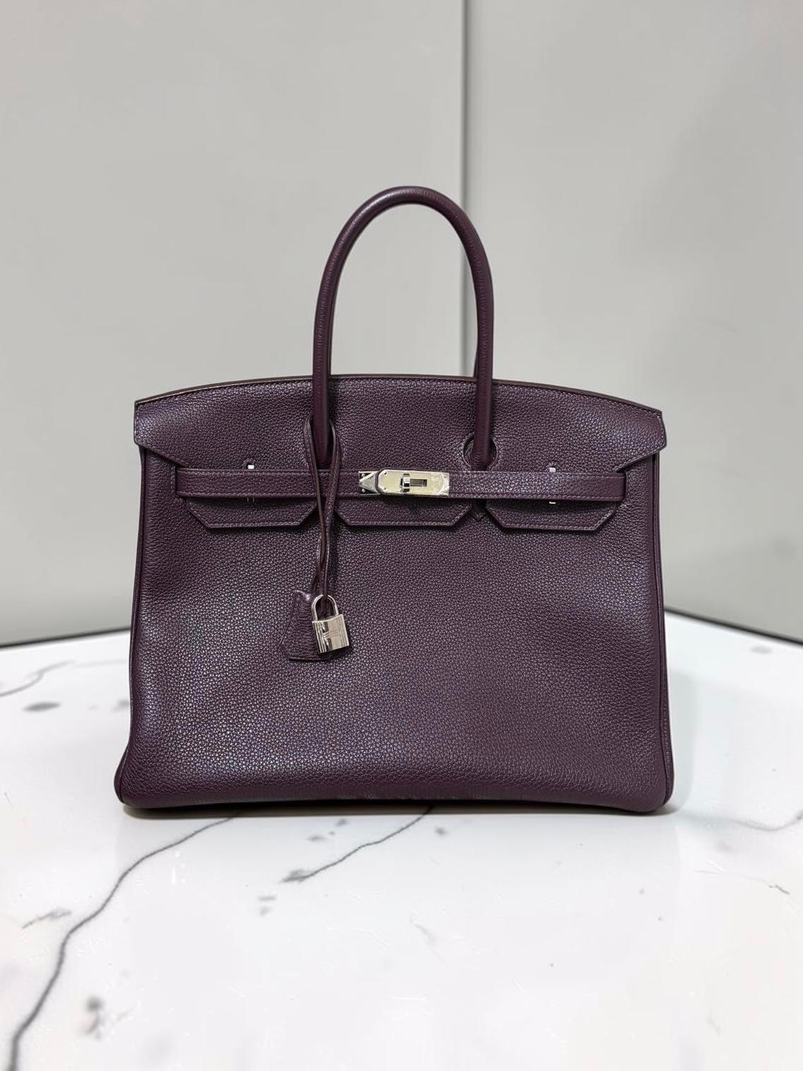 Hermes Birkin 35 Stamp [Q] 葡萄紫色Raisin Togo Calfskin 100%Authentic, 95%New ✅Key Lock✅Dust bag✅Box