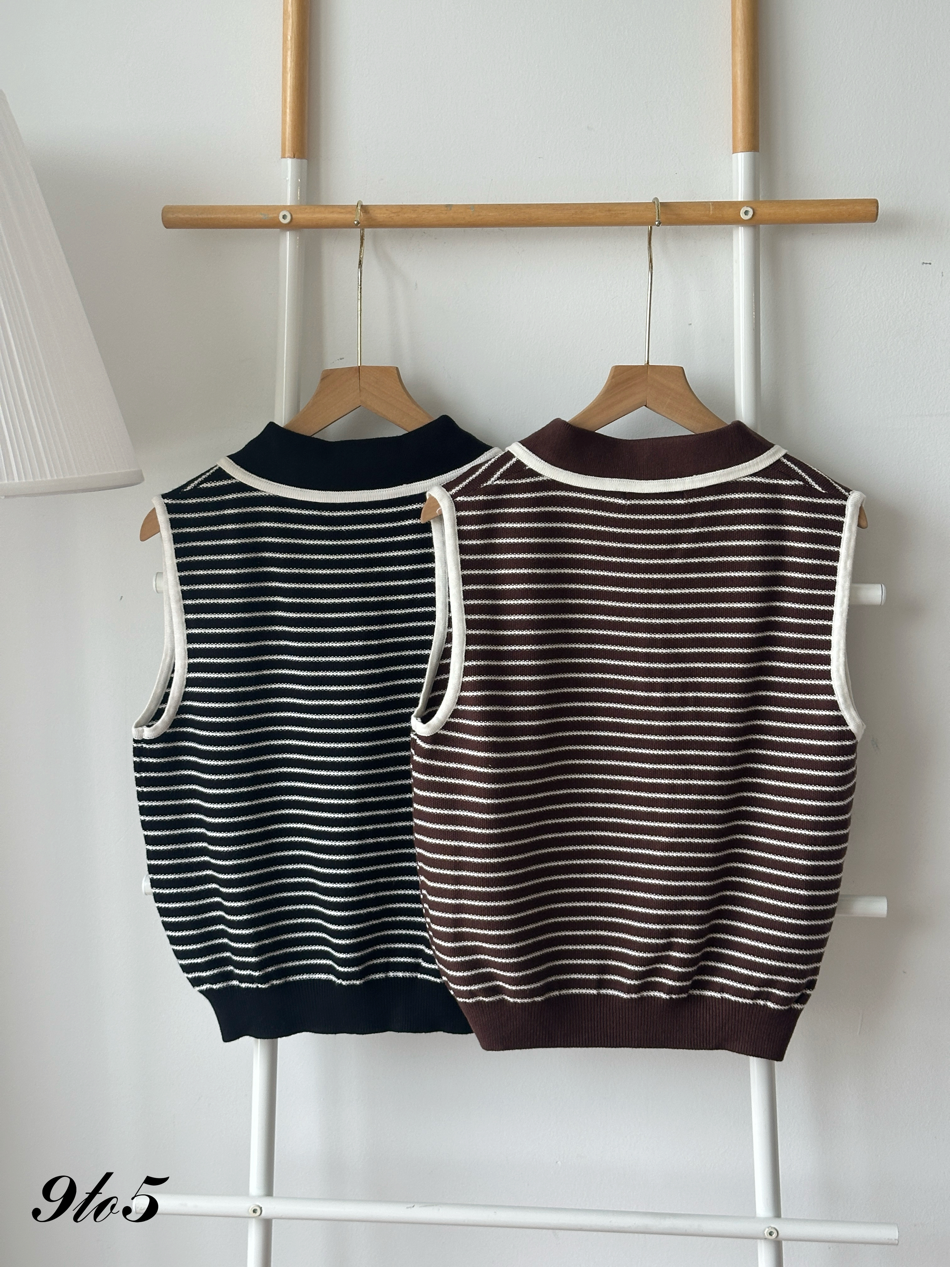 T4282 Sleeveless Stripe Knit Top - 3 Colors 