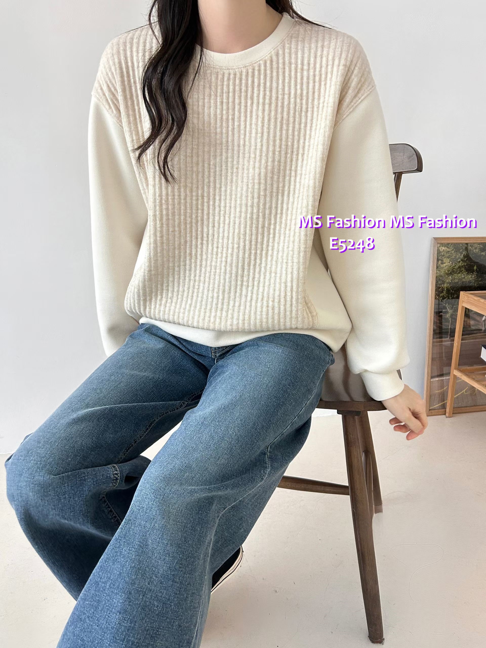 E5248 暗直紋拼布top