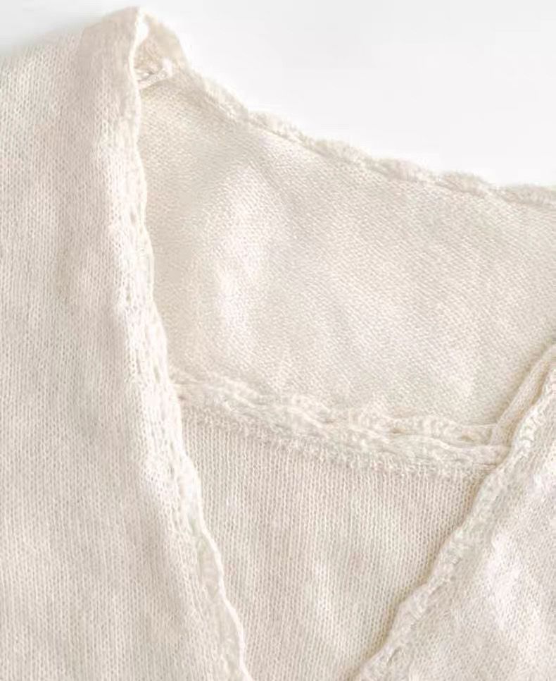 【20%羊毛】針織吊帶綁腰套裝 米白色