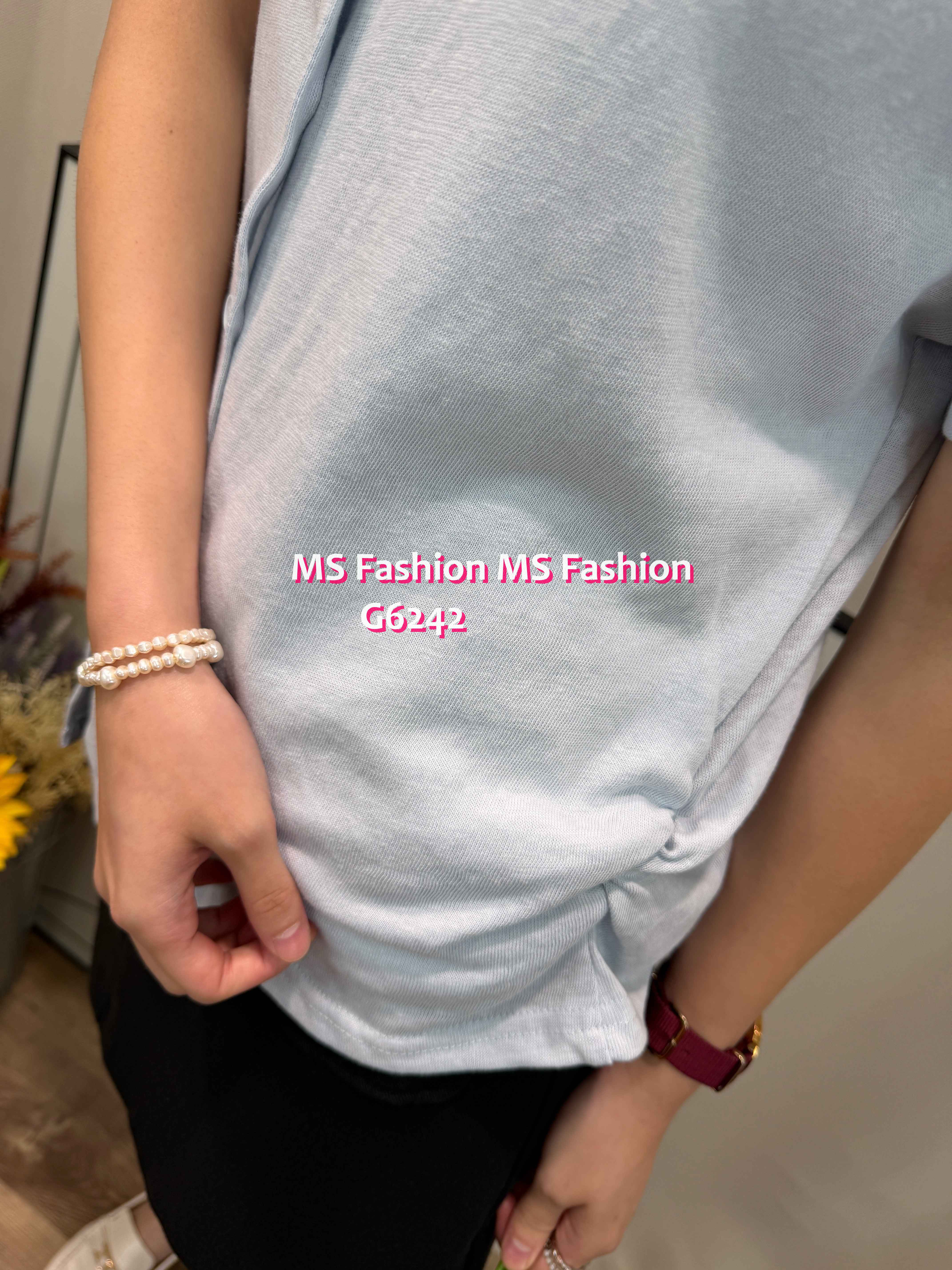 G6242 拼色假兩件top