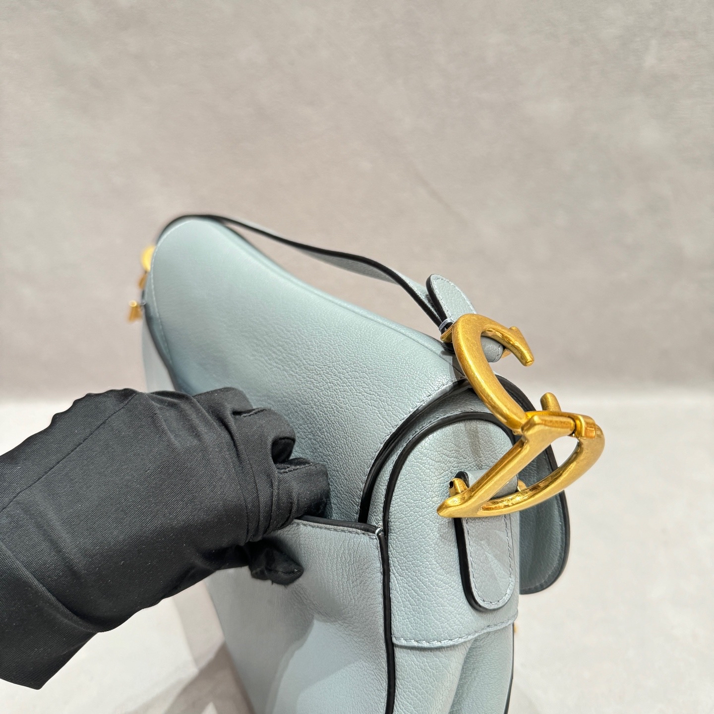 【預訂貨品】Dior全皮霧霾藍馬鞍包