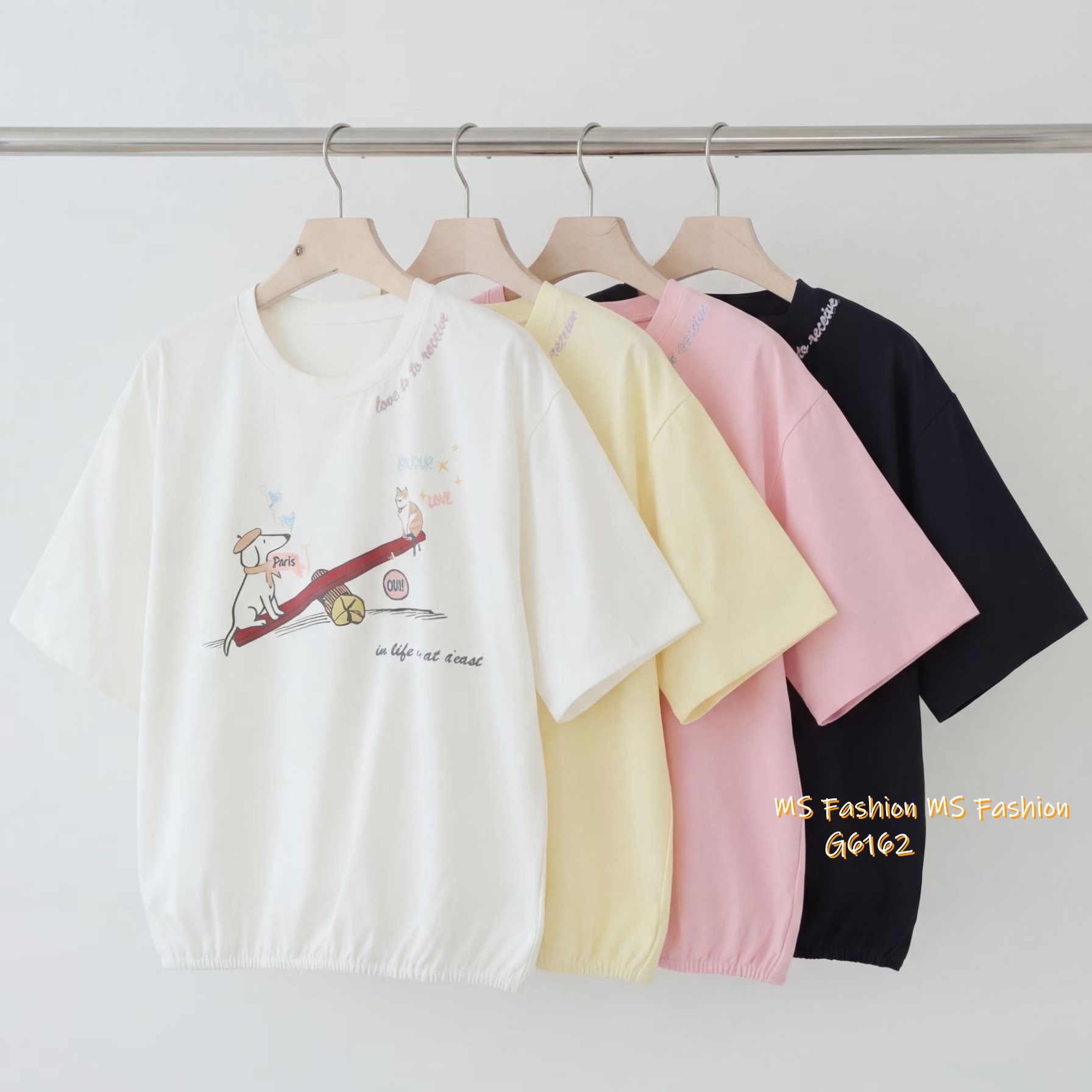 G6162 韓國🇰🇷靚料可愛貓狗圖案top