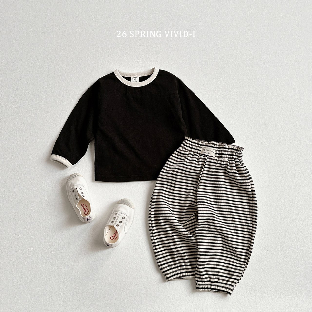 🌸預訂 韓國直送🌸🇰🇷VIVIDI兩色標籤條紋寬鬆長褲