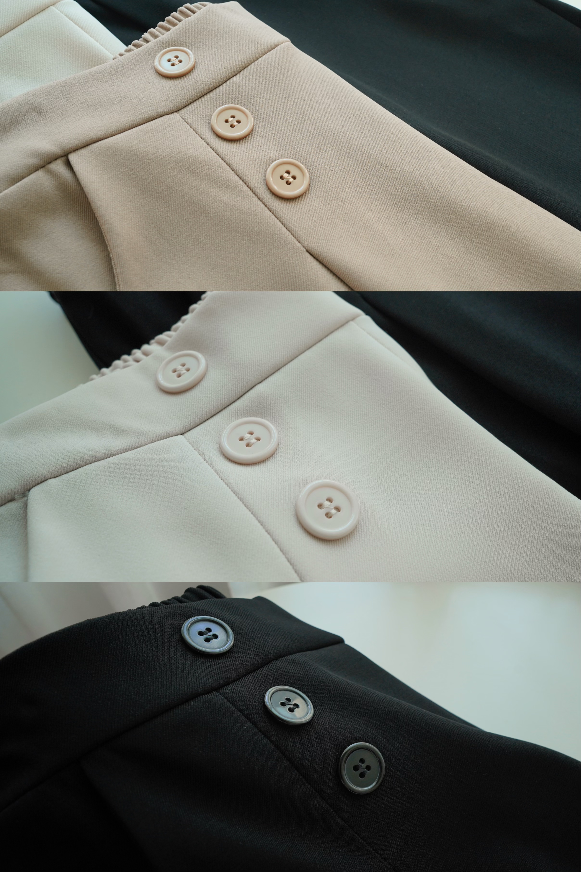 百搭知性の選💮排鈕闊腳長褲 (KR) 卡其色310737