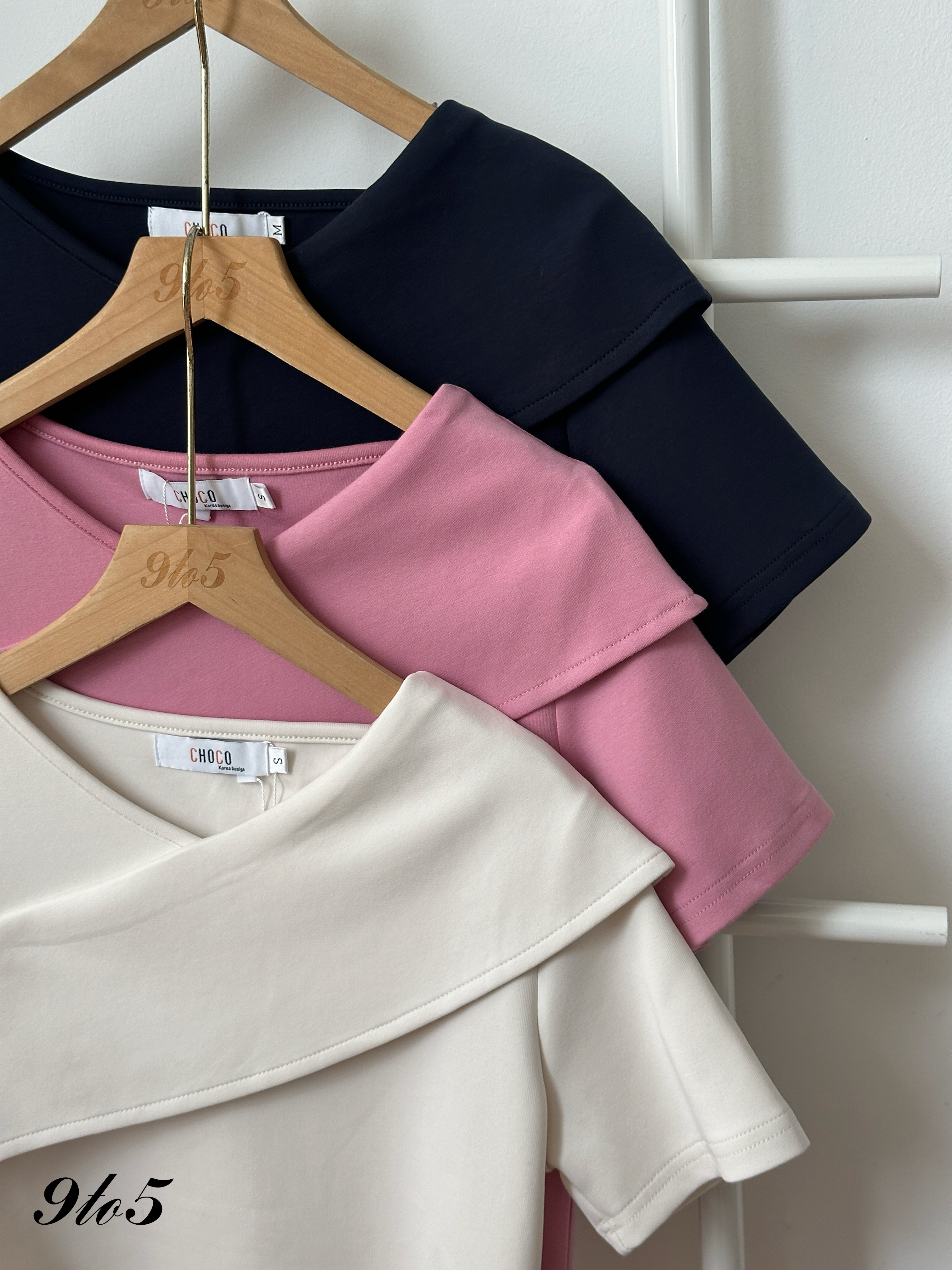 T4387 Short Sleeve Draped Neck Top - 3 Colors 