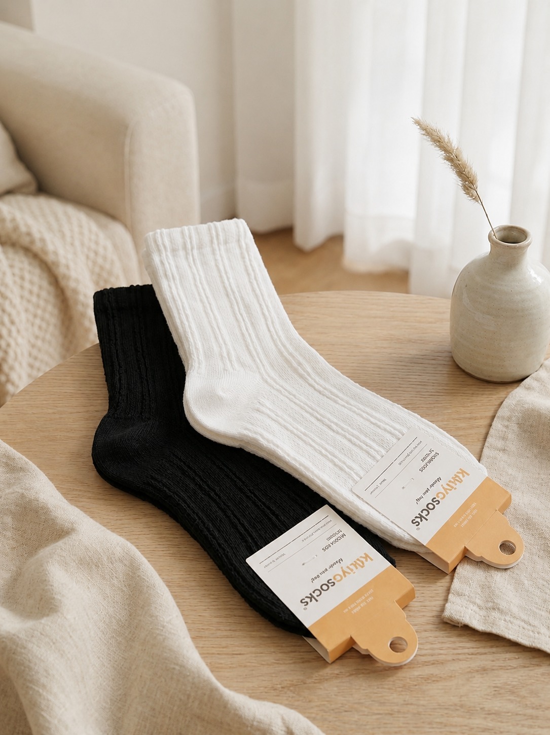 Korean Ribbed Classic Women's High Crew Socks
