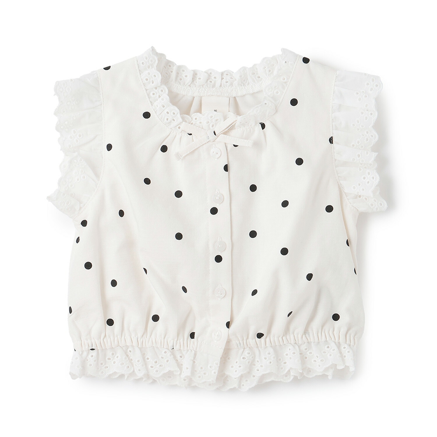 🇯🇵預訂 日本直送🇯🇵 Petit Main 三色優雅蕾絲條紋波點上衣