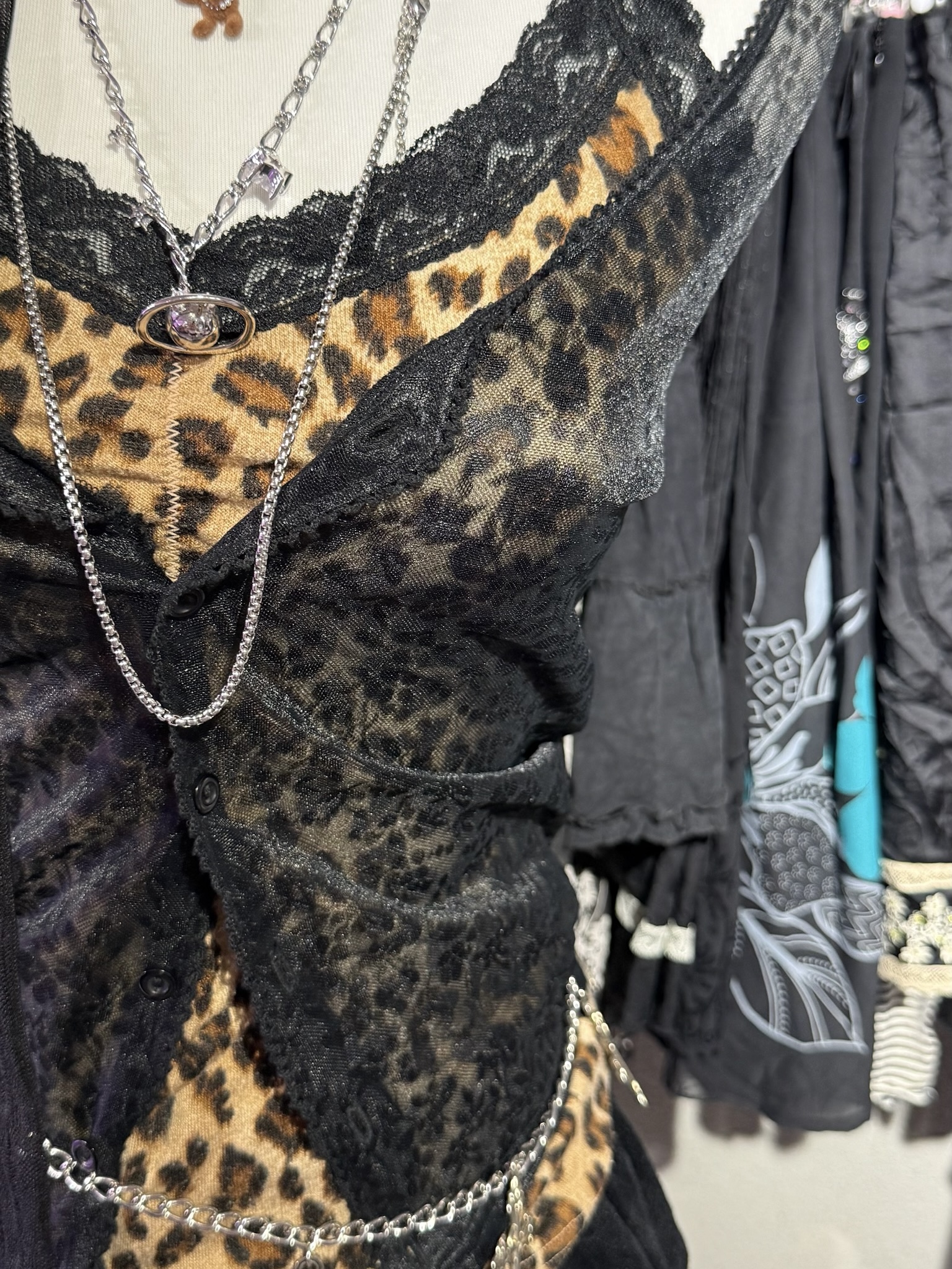 Dark Sheer Lace Knit Slim-Fit Cardigan