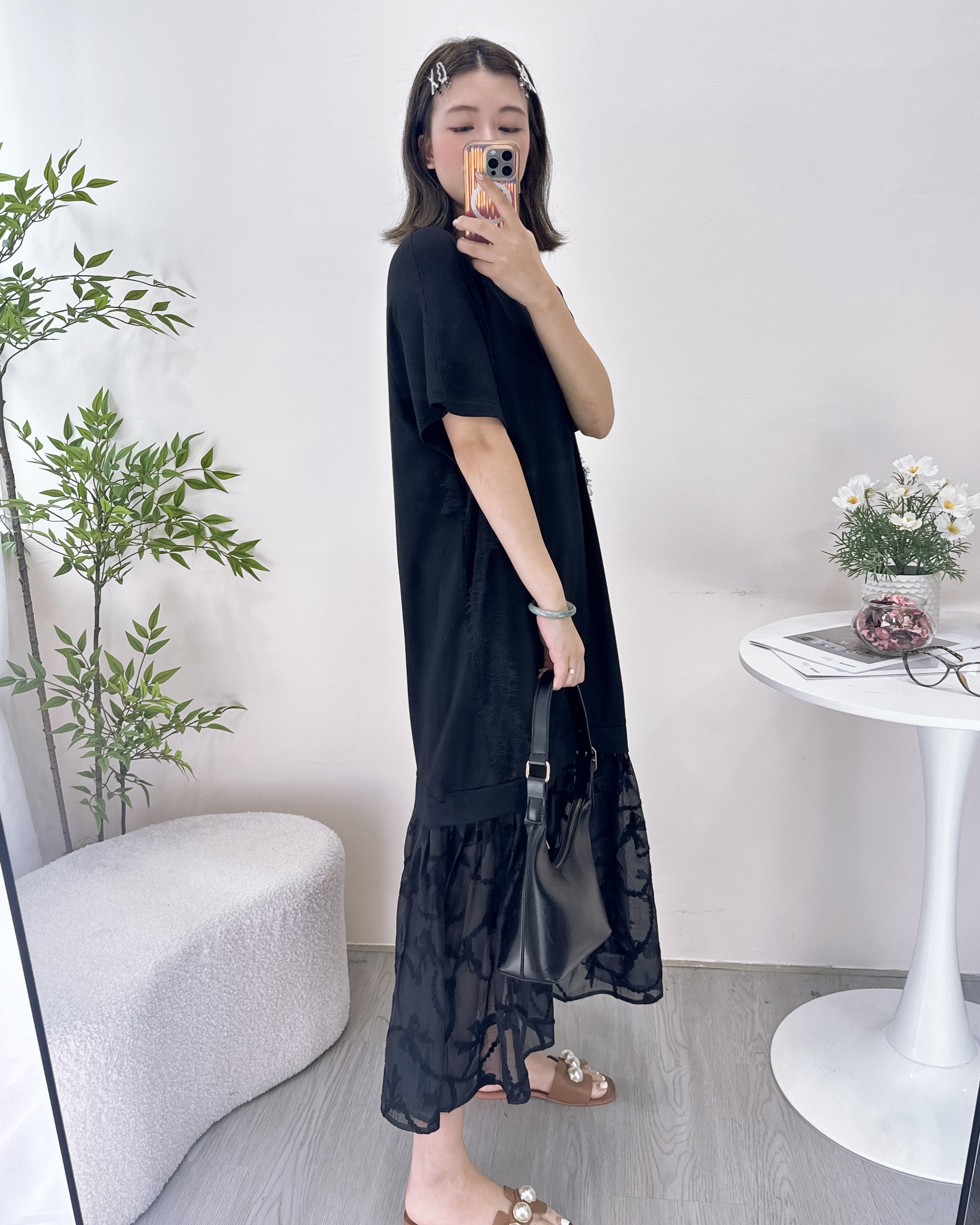 拼布側類似袋連身裙 2色