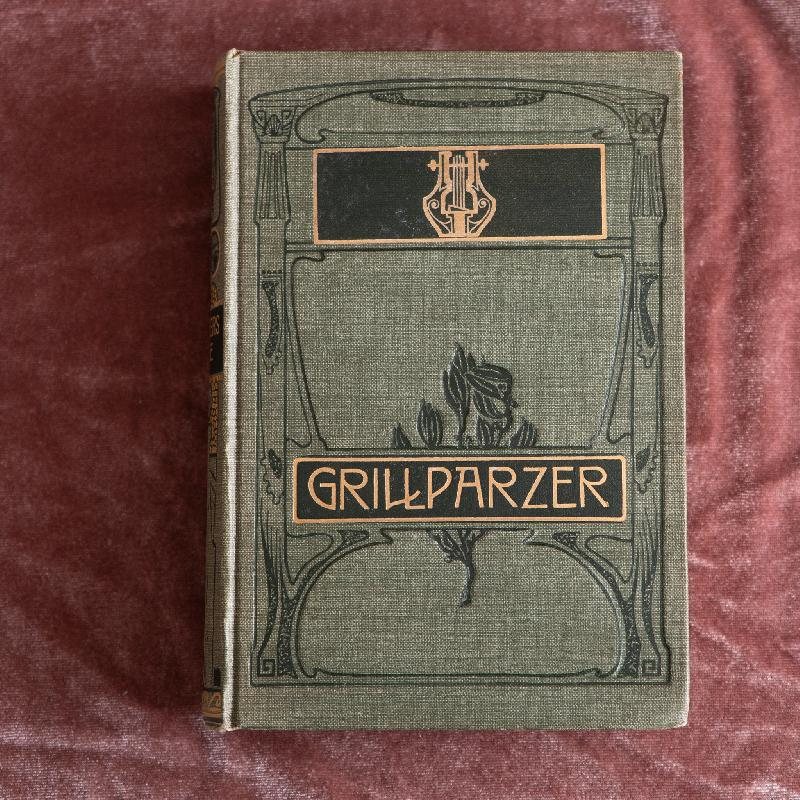 Antique Turn of 20th Century Rich Art Nouveau /Art Deco Graphic Franz Grillparzer's German Book Set of 2 (MW117)