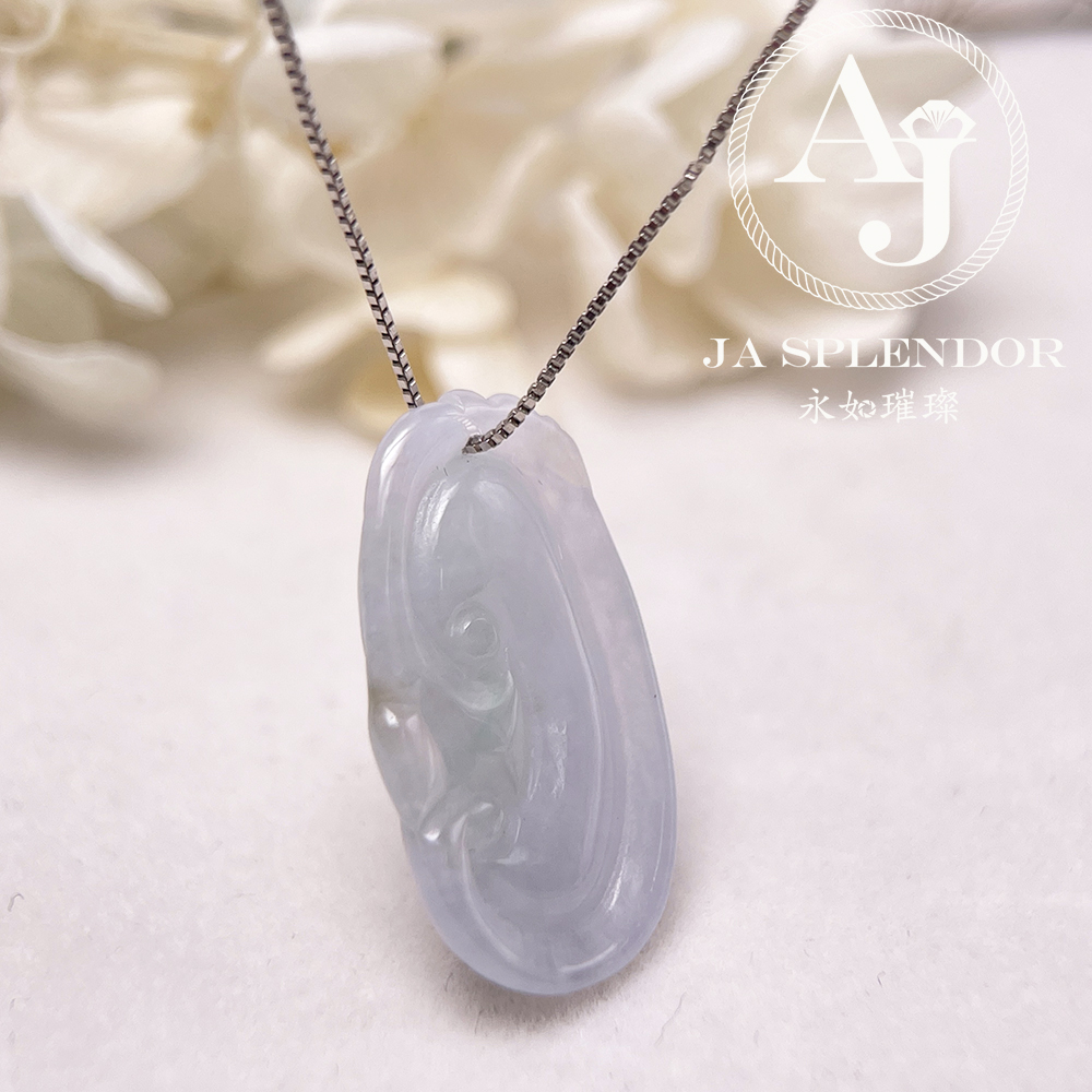 JN-1625 天然翡翠A玉 冰種春彩如意吉祥吊墜
