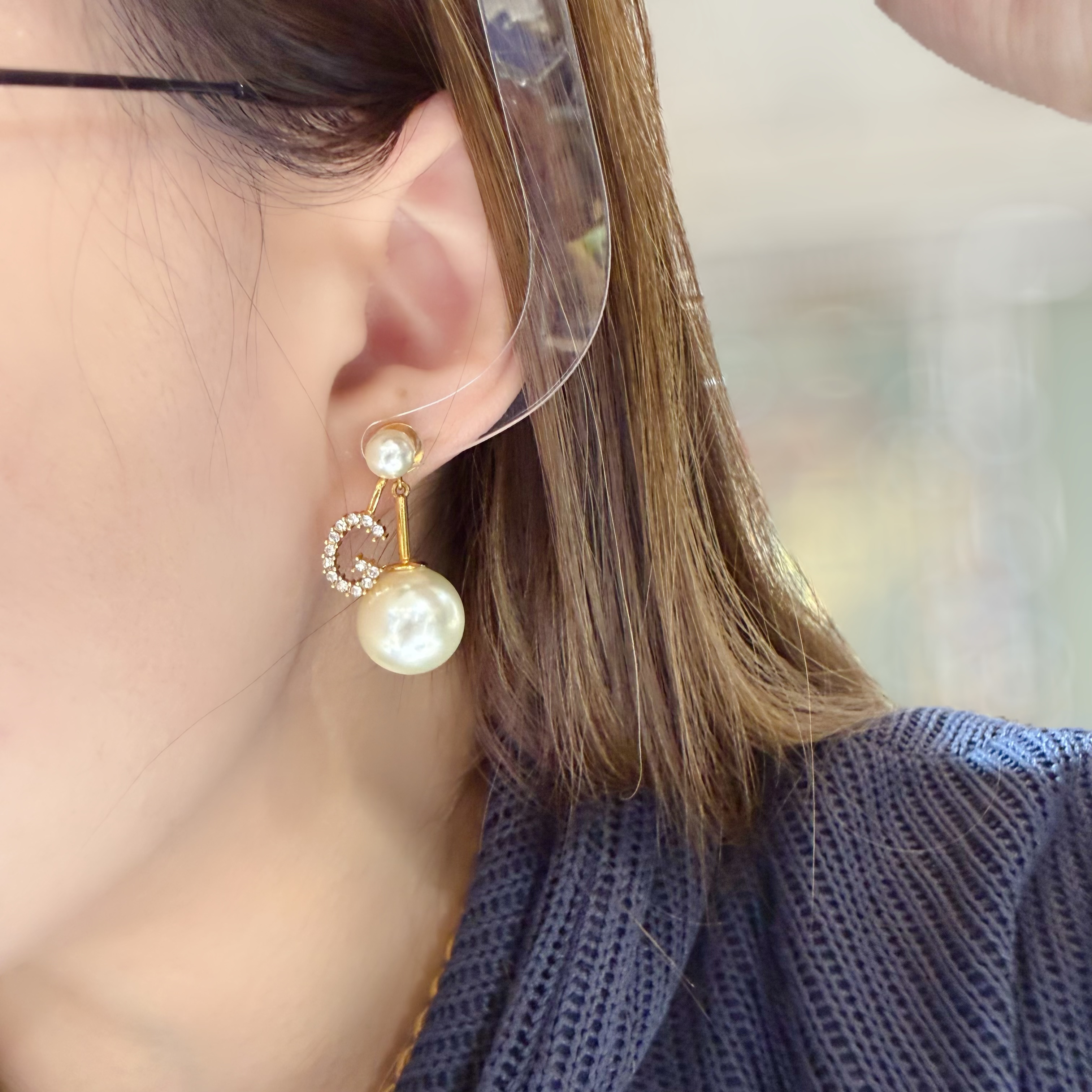 Dior earrings pearl/G