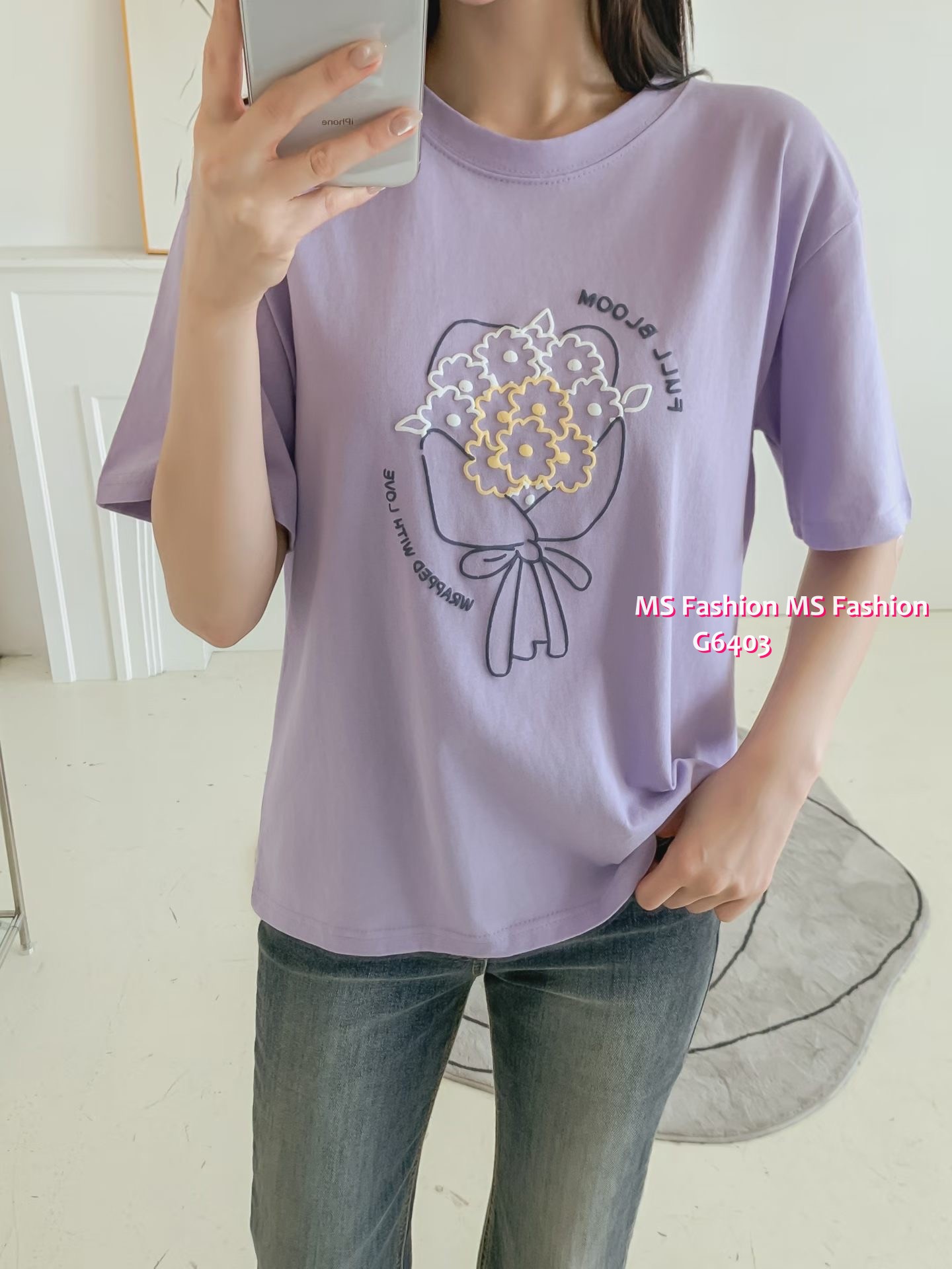 G6403 花花print tee