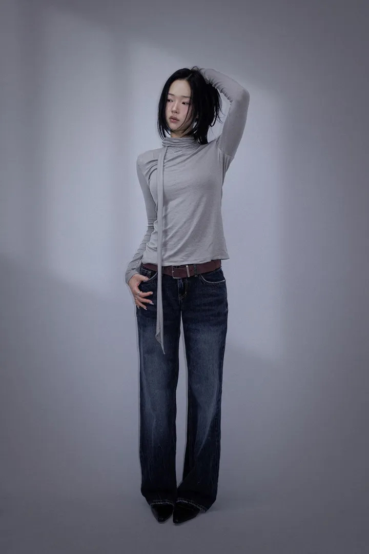 Cotton Tie-neck Long Sleeve