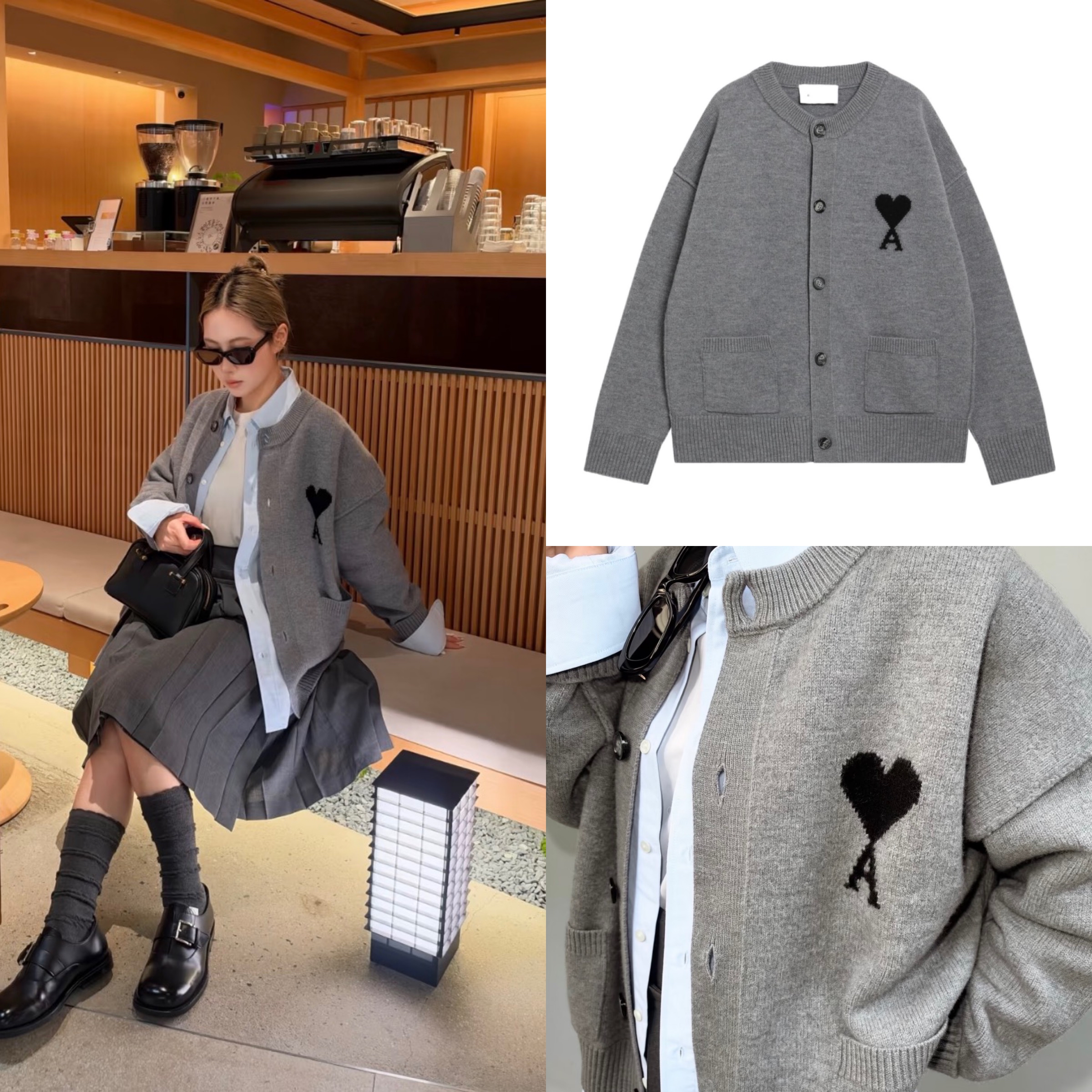 限時優惠✨訂貨🍒Ami 100%wool 寬鬆圓領外套 🔖Size XS S M L XL