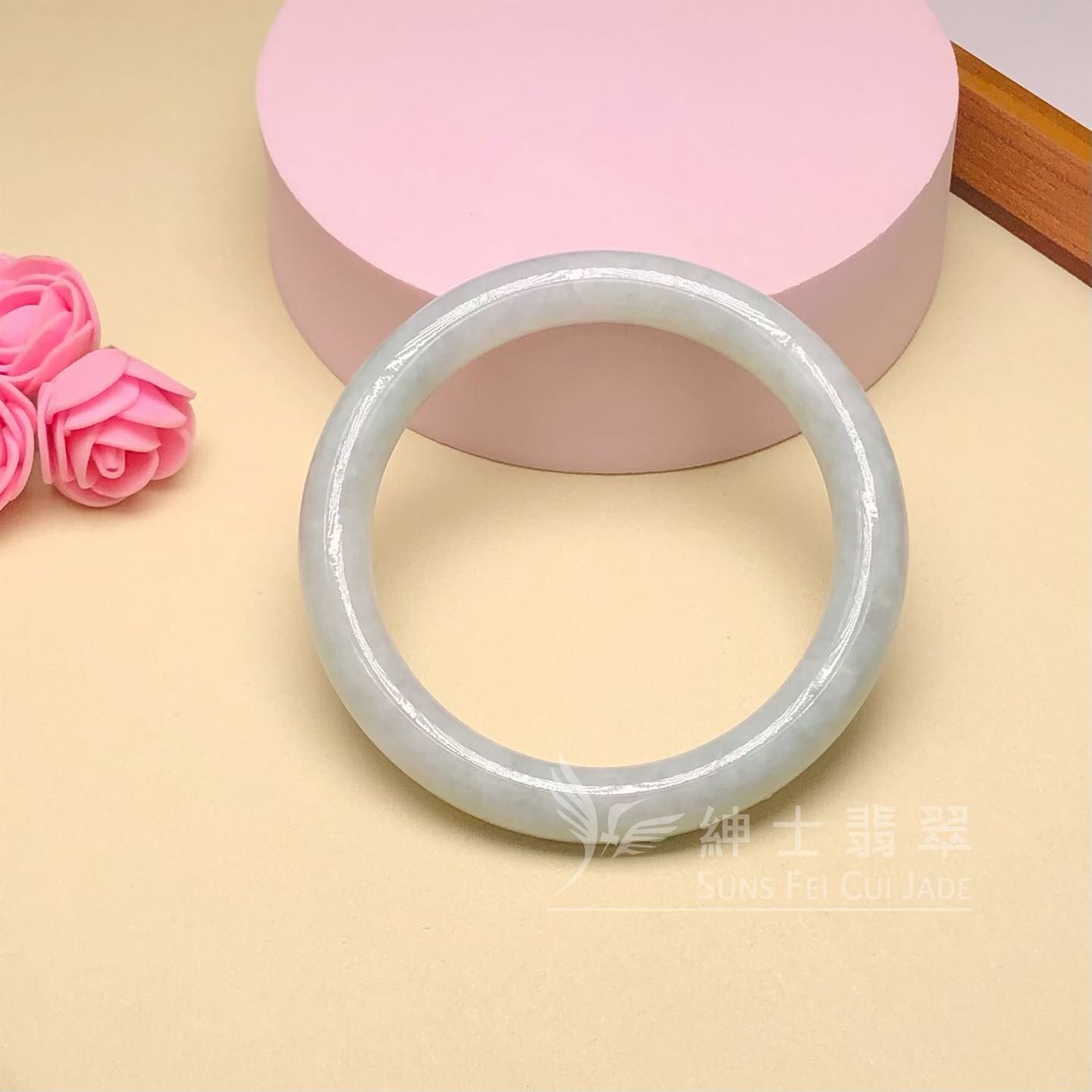 豆種淡綠圓鐲58.6mm