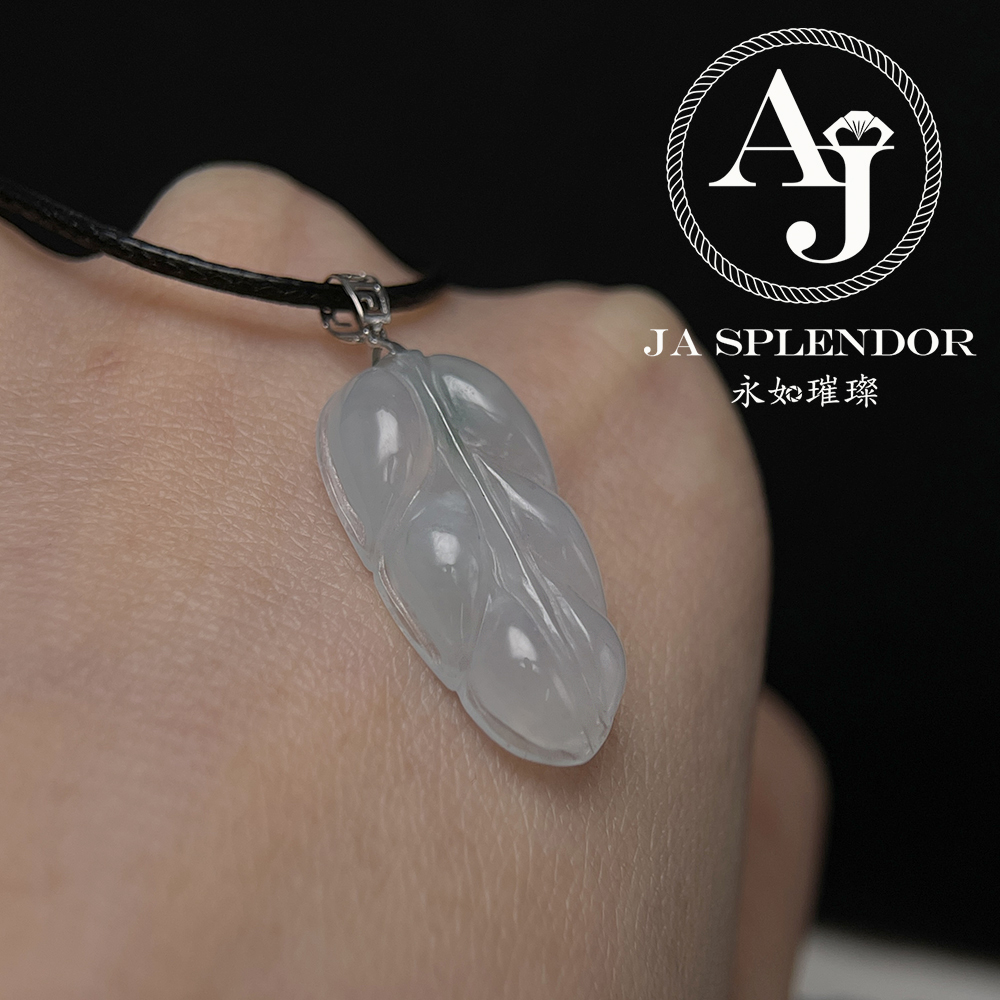 JNK-108 天然翡翠A玉 冰種飄花事業有成/玉葉18K金吊墜