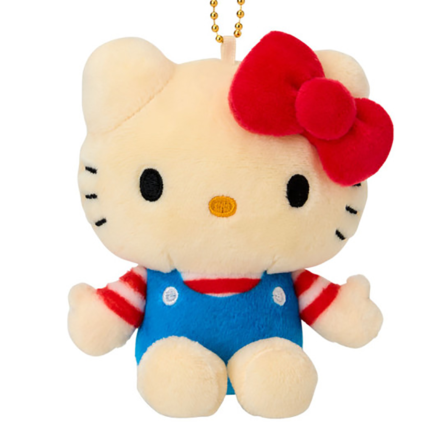 Sanrio - 50周年公仔掛飾 (Hello Kitty紅條紋藍吊帶款)