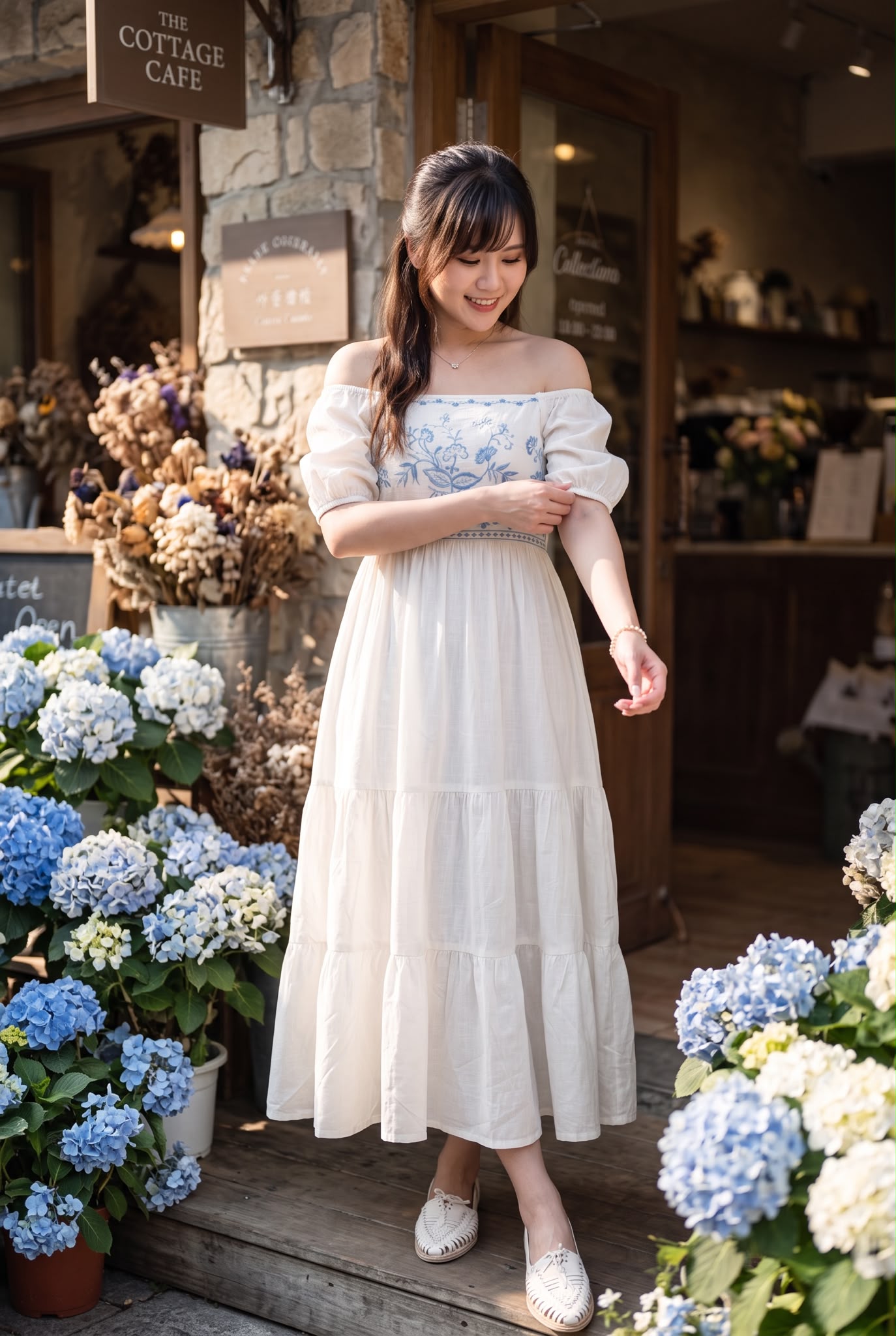 3169 Off-White With Sea Blue Chest Emb OP 47"