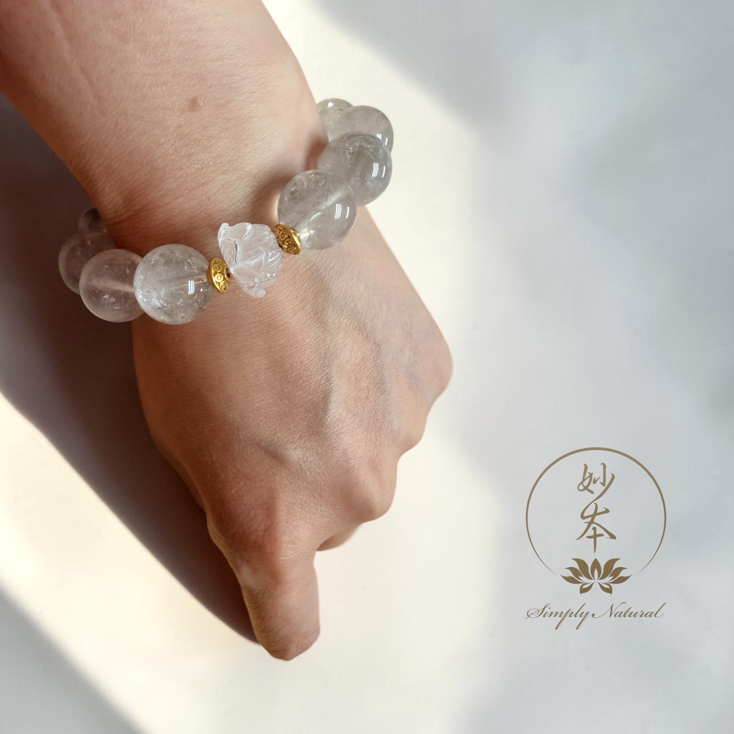 15mm (大珠） 蓮花水晶手串（兩天法會加持）