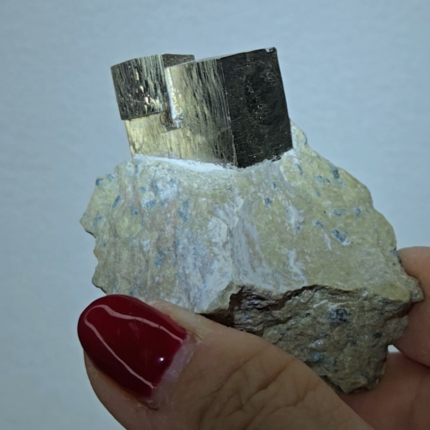 Pyrite double cubes on matrix from Spain - PY13