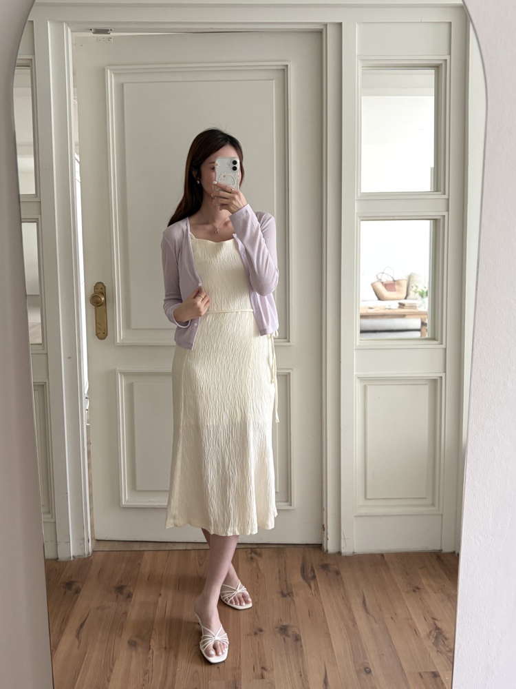 Airy Pastel Cropped Cardigan (Lavender)